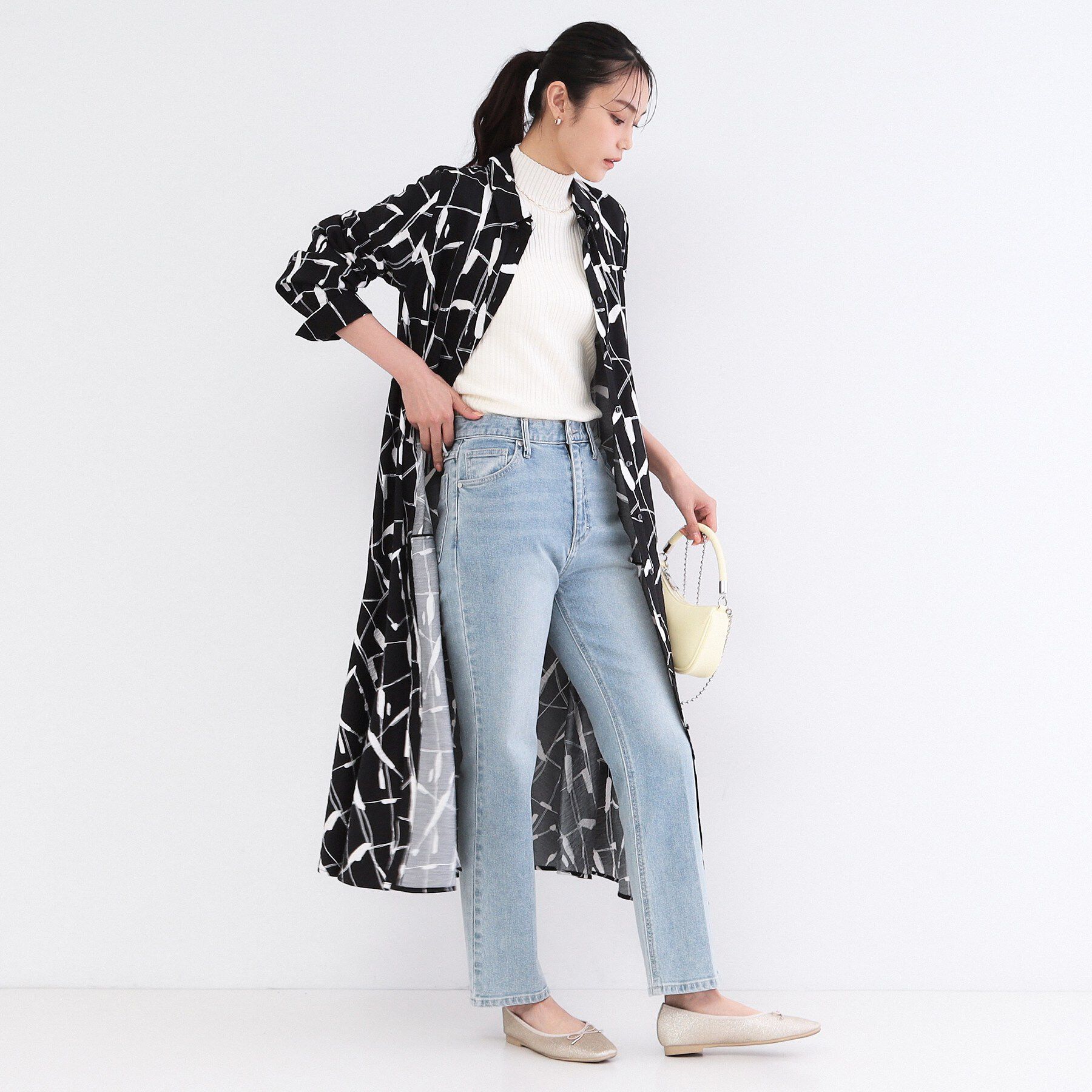 OPAQUE.CLIP「ジオメトリックプリントシャツワンピース」|ワンピース|