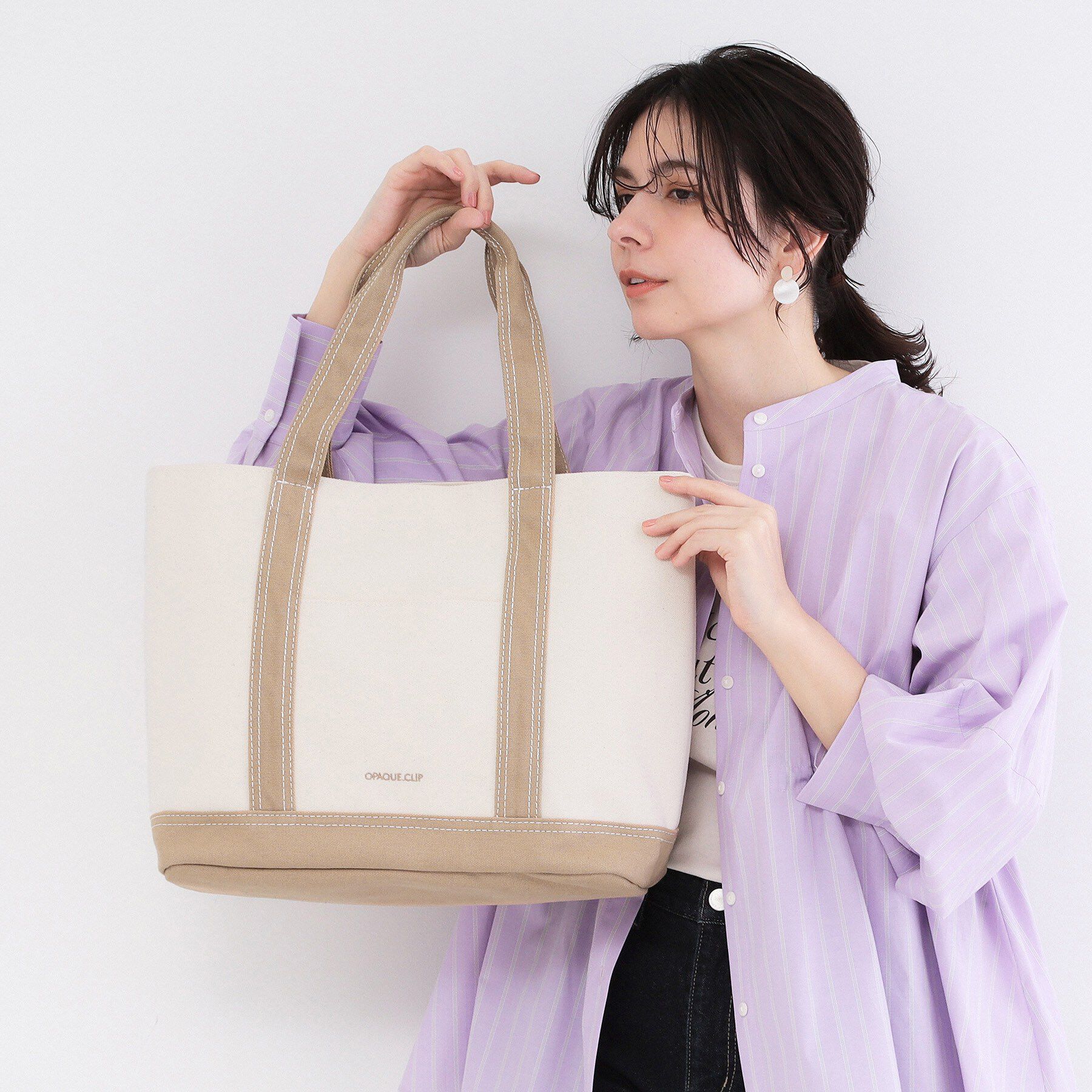 OPAQUE.CLIP「バイカラー帆布BIGトート」|トートバッグ|
