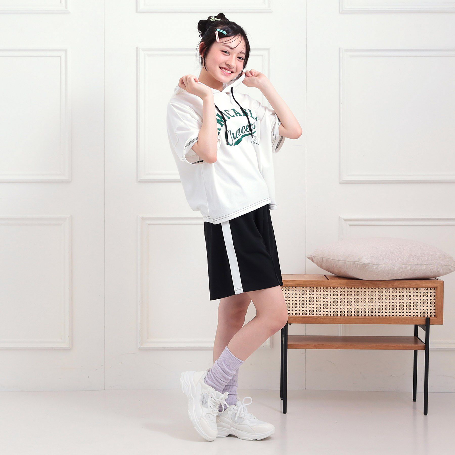 PINK-latte「【セットアップアイテム】半袖パーカ＋ハーフパンツセット」|その他|