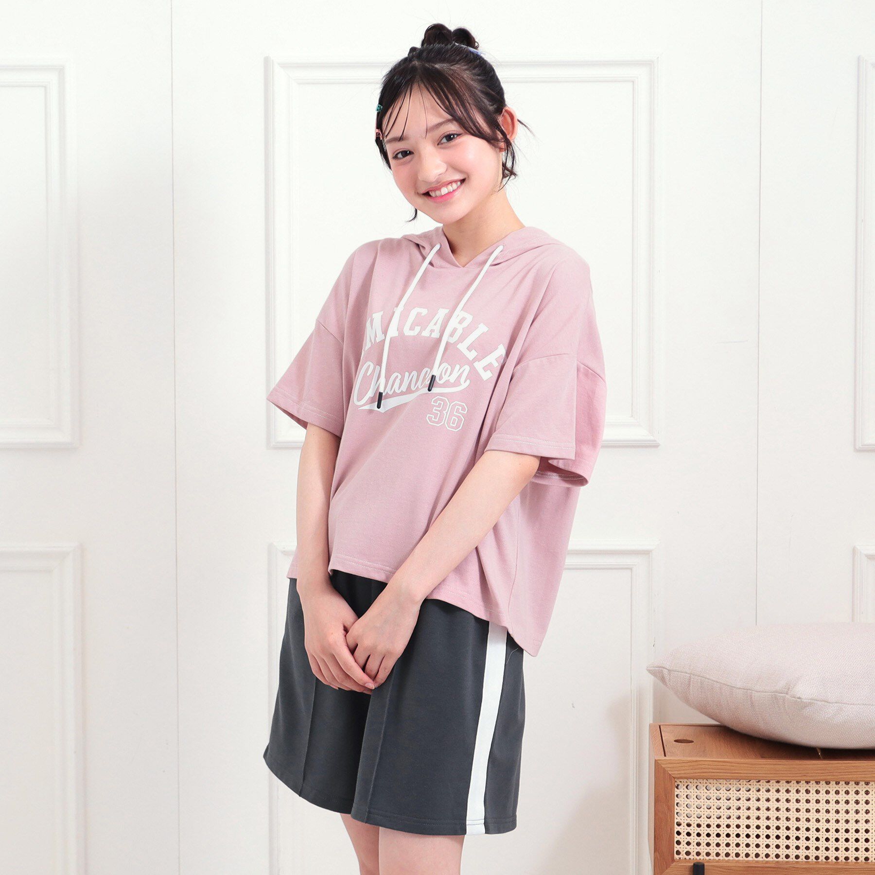 PINK-latte「【セットアップアイテム】半袖パーカ＋ハーフパンツセット」|その他|