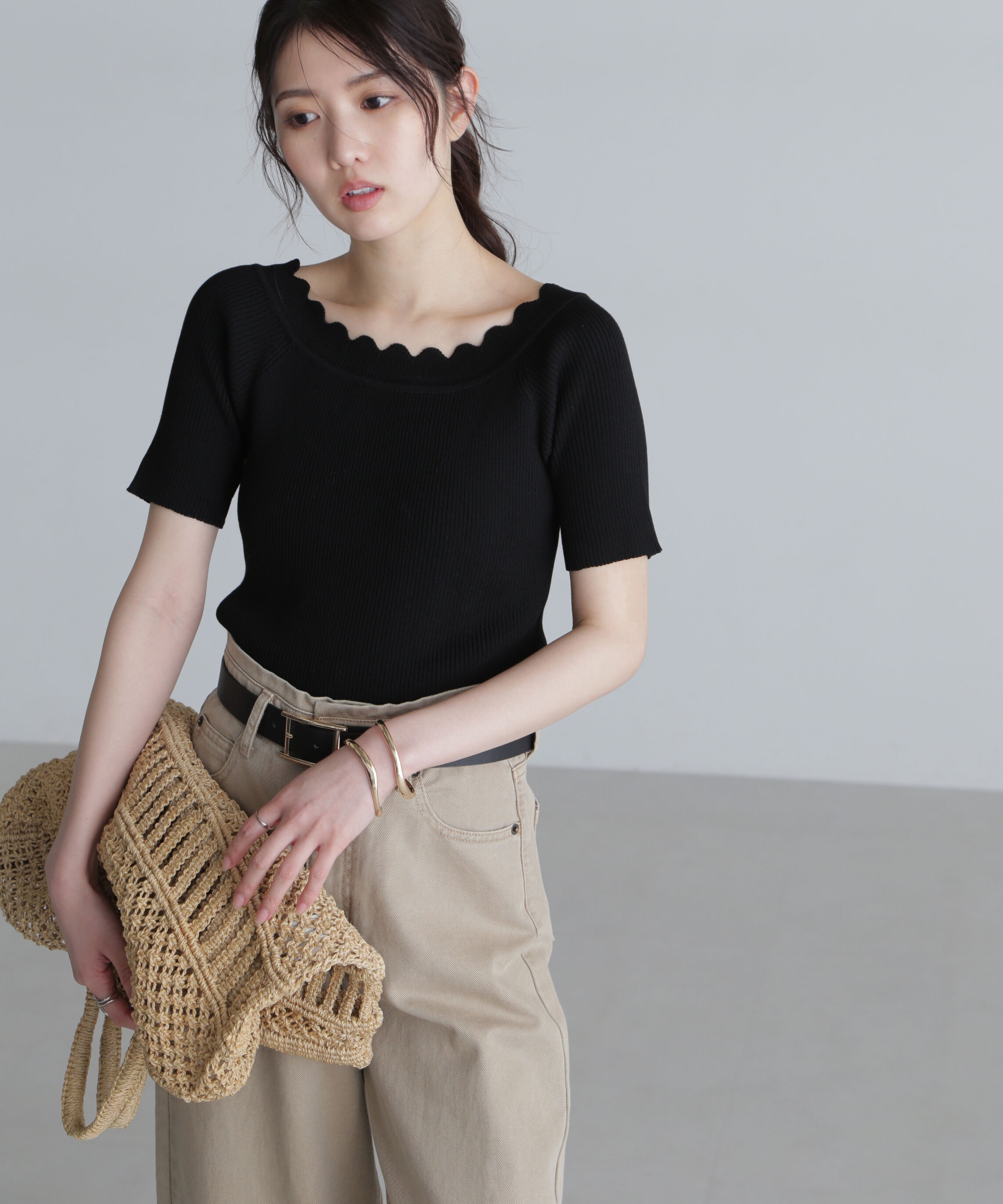  「２ＷＡＹオフショルスカラップニット」|ニット・セーター|