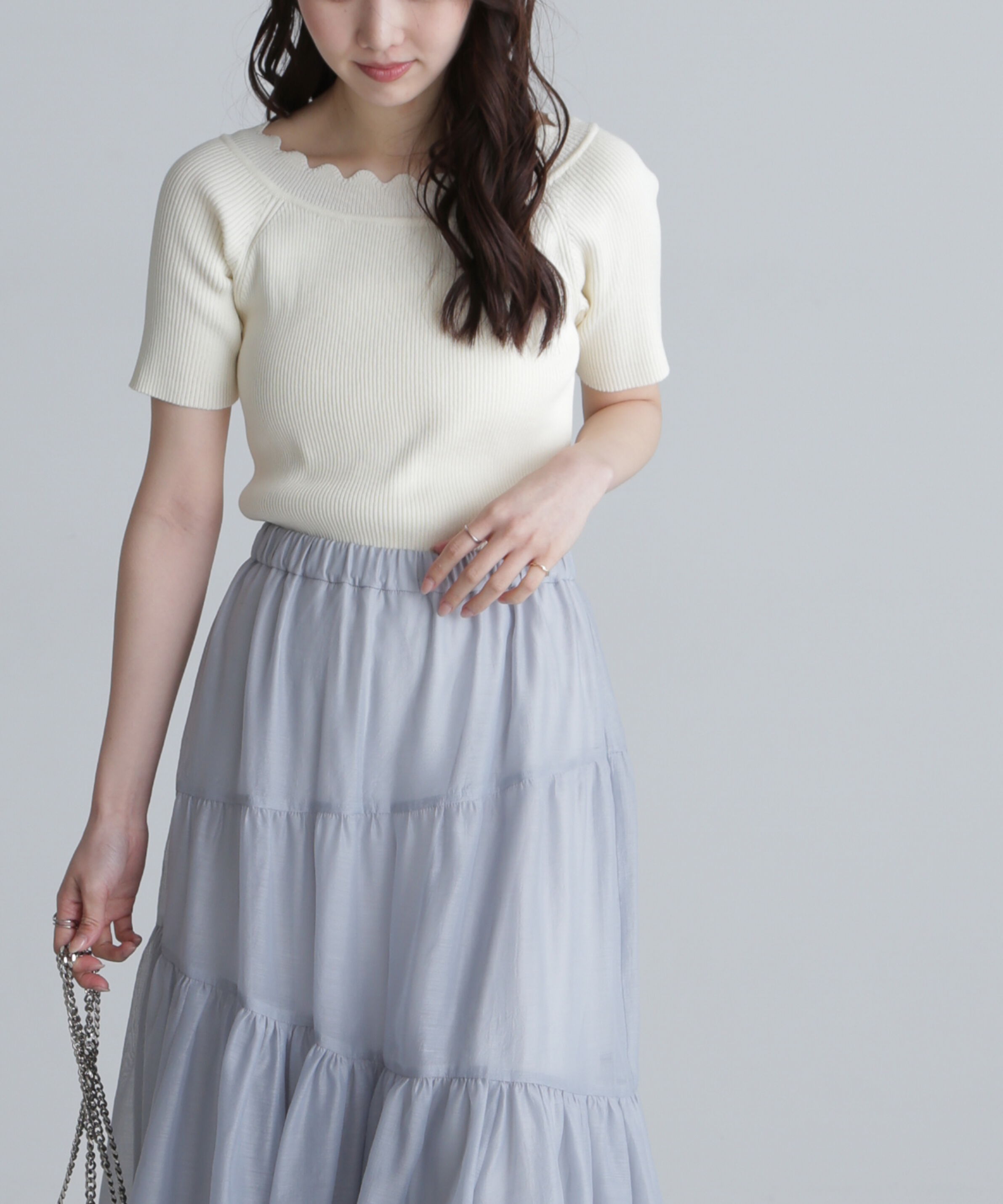  「２ＷＡＹオフショルスカラップニット」|ニット・セーター|