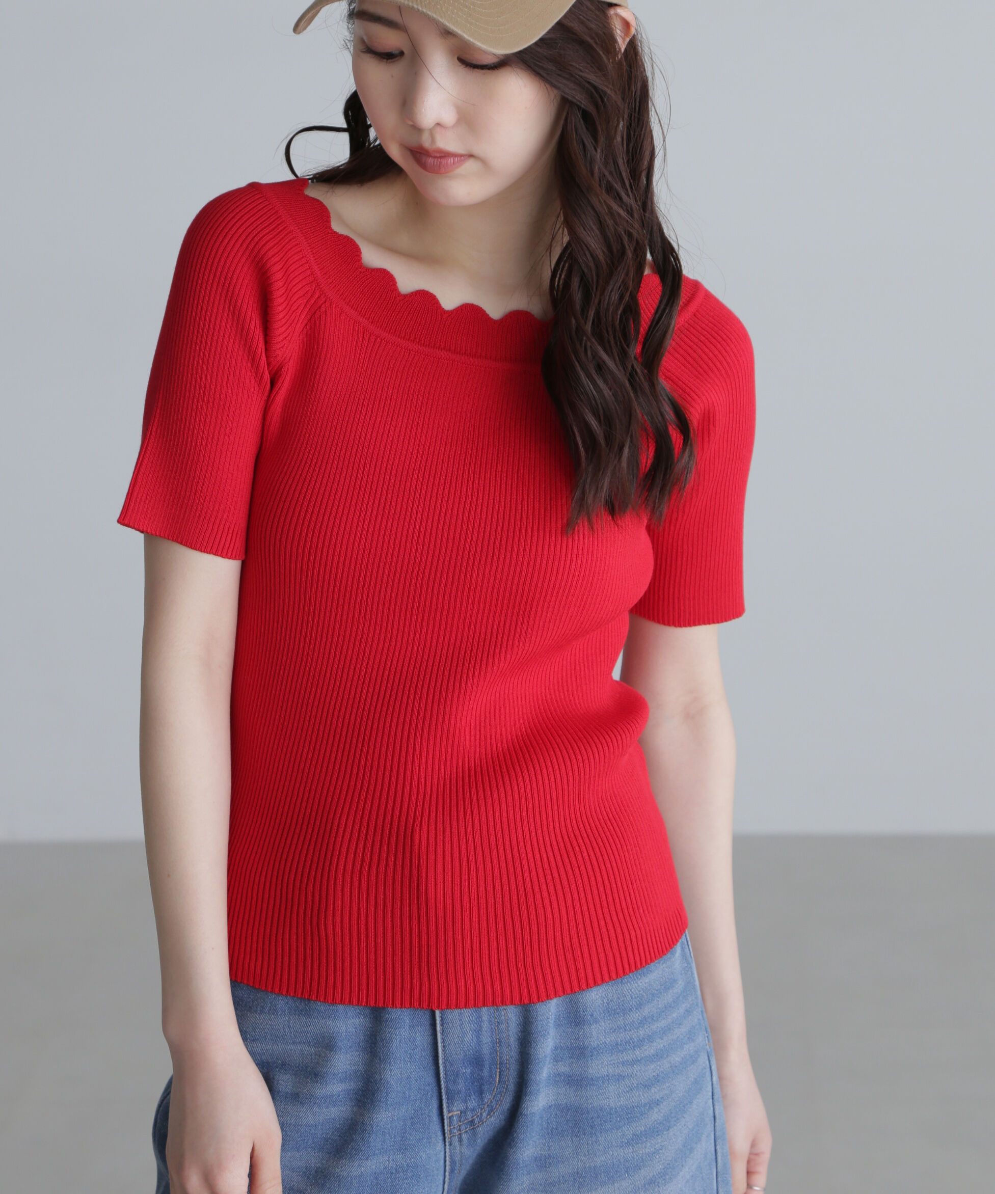  「２ＷＡＹオフショルスカラップニット」|ニット・セーター|