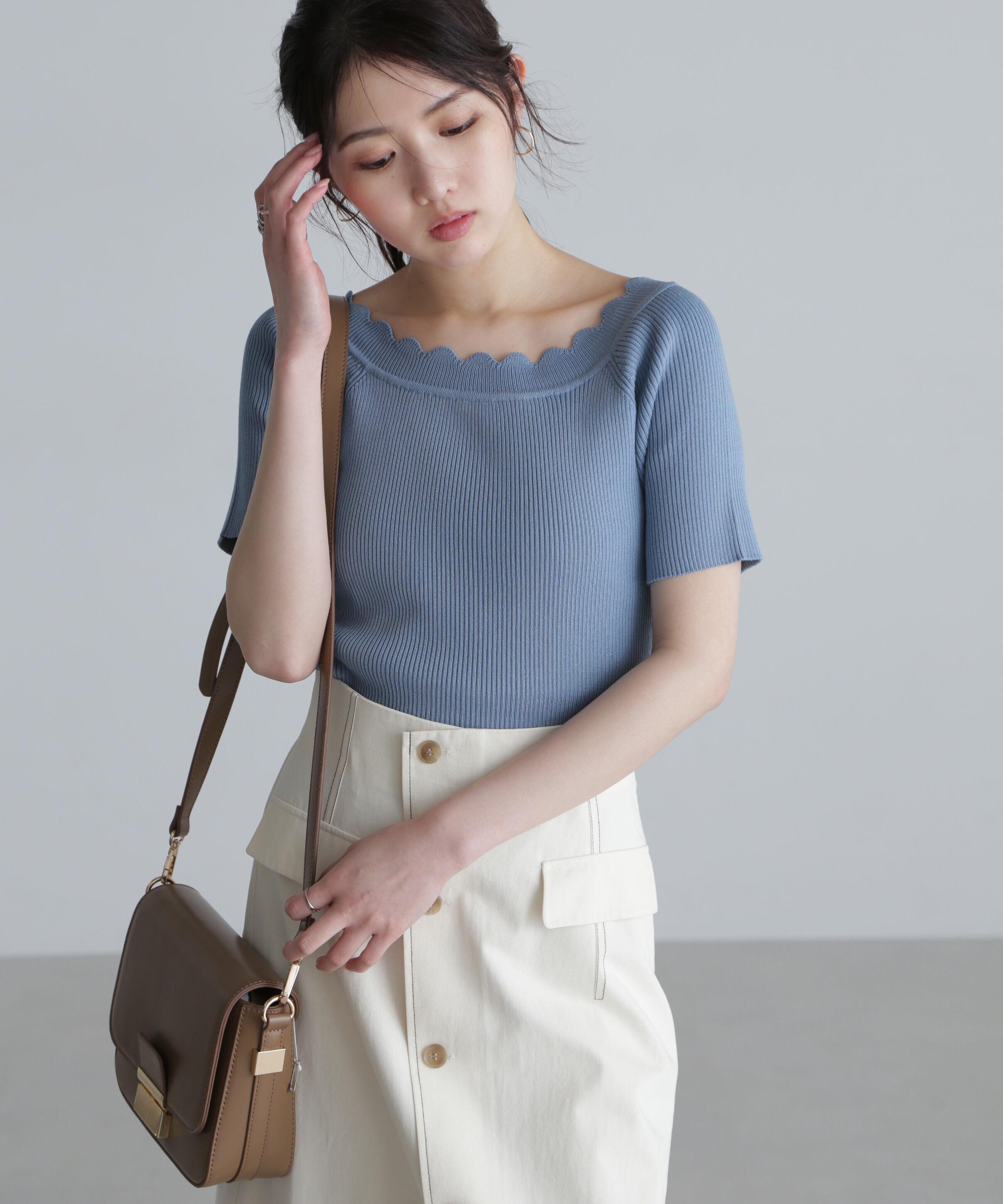  「２ＷＡＹオフショルスカラップニット」|ニット・セーター|