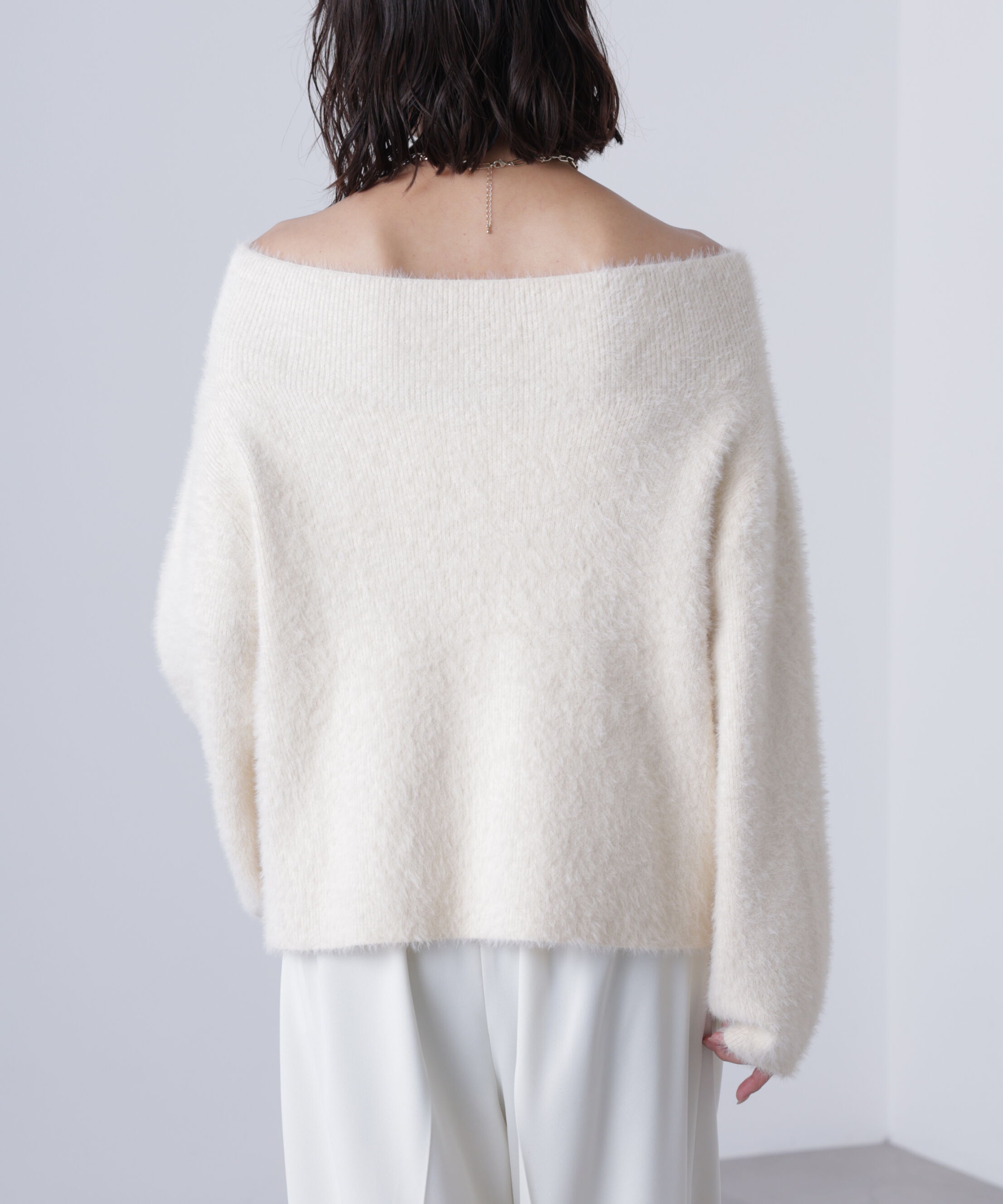  「前後2WAYオフショルシャギージップカーディガン」|ニット・セーター|