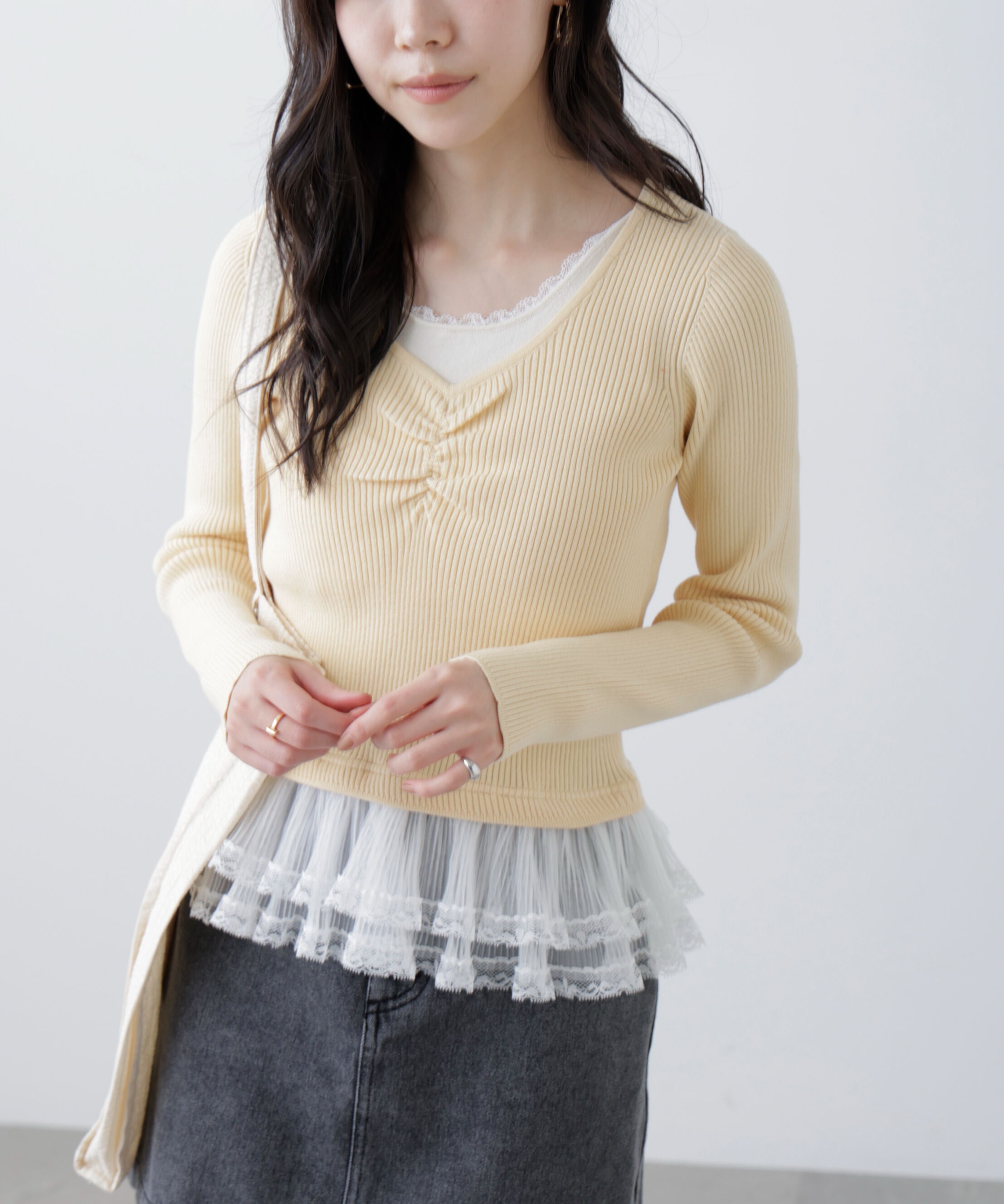  「レイヤードデザインリブニット」|ニット・セーター|