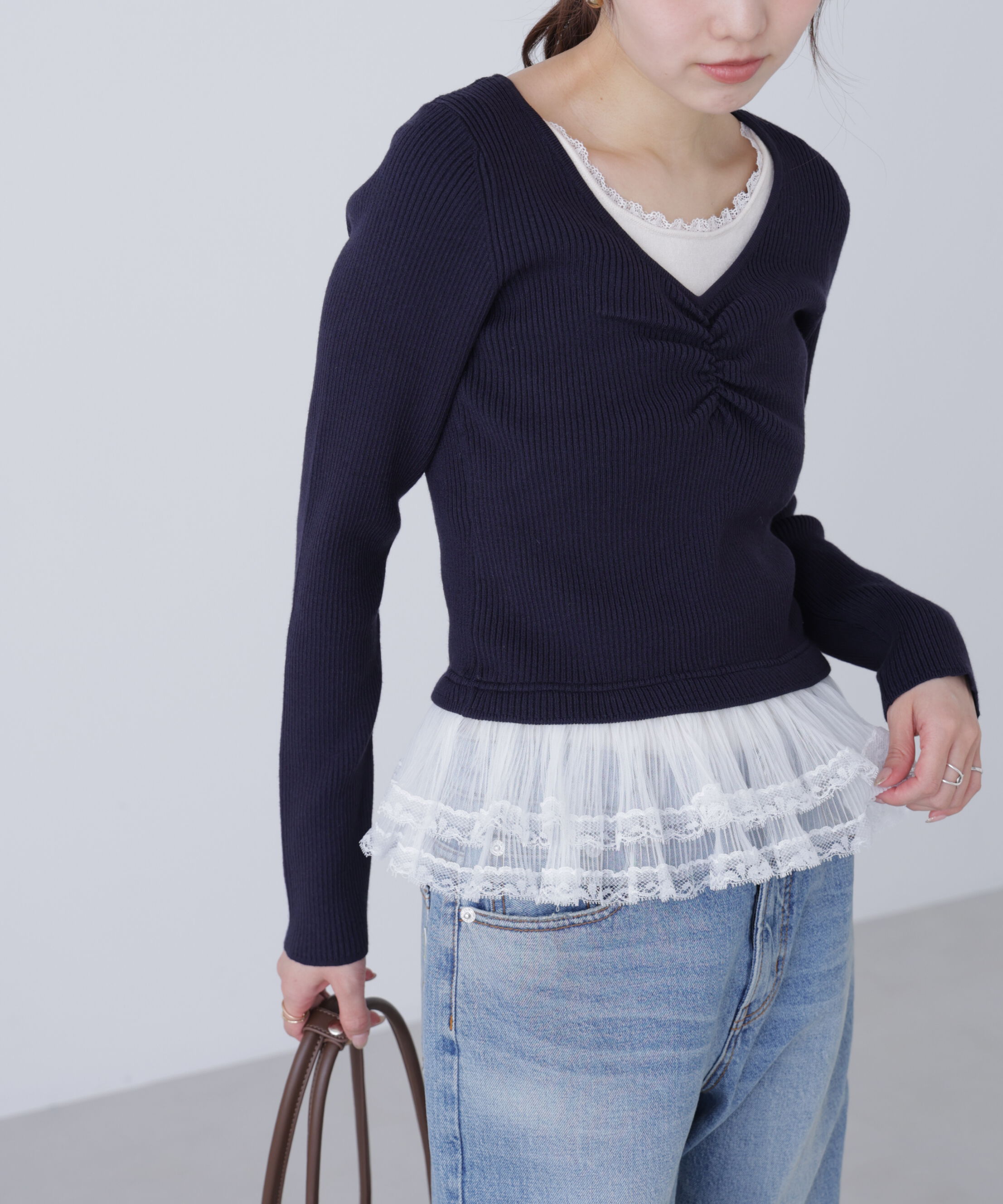  「レイヤードデザインリブニット」|ニット・セーター|