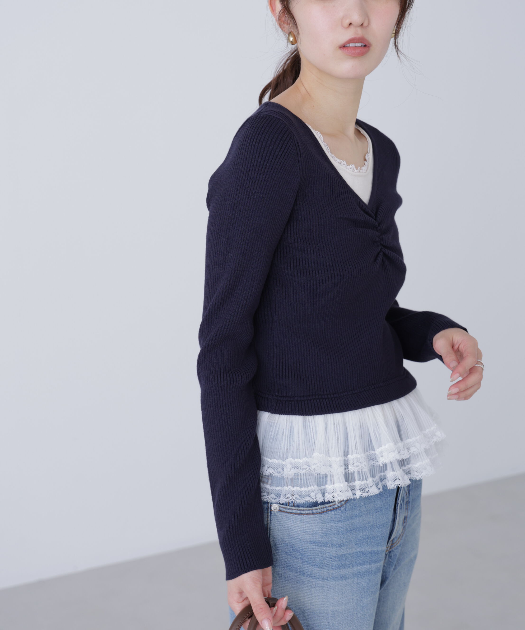  「レイヤードデザインリブニット」|ニット・セーター|