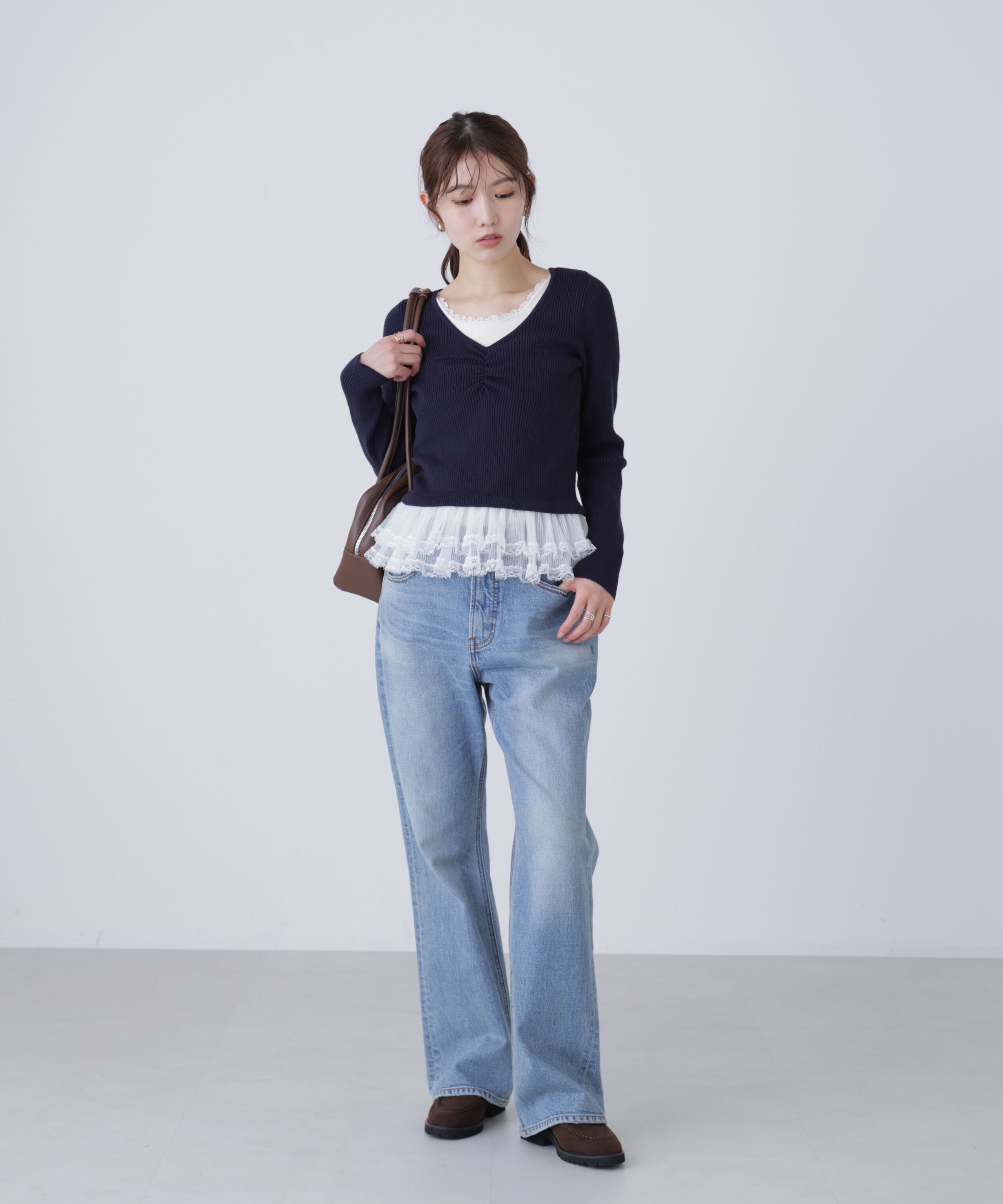  「レイヤードデザインリブニット」|ニット・セーター|