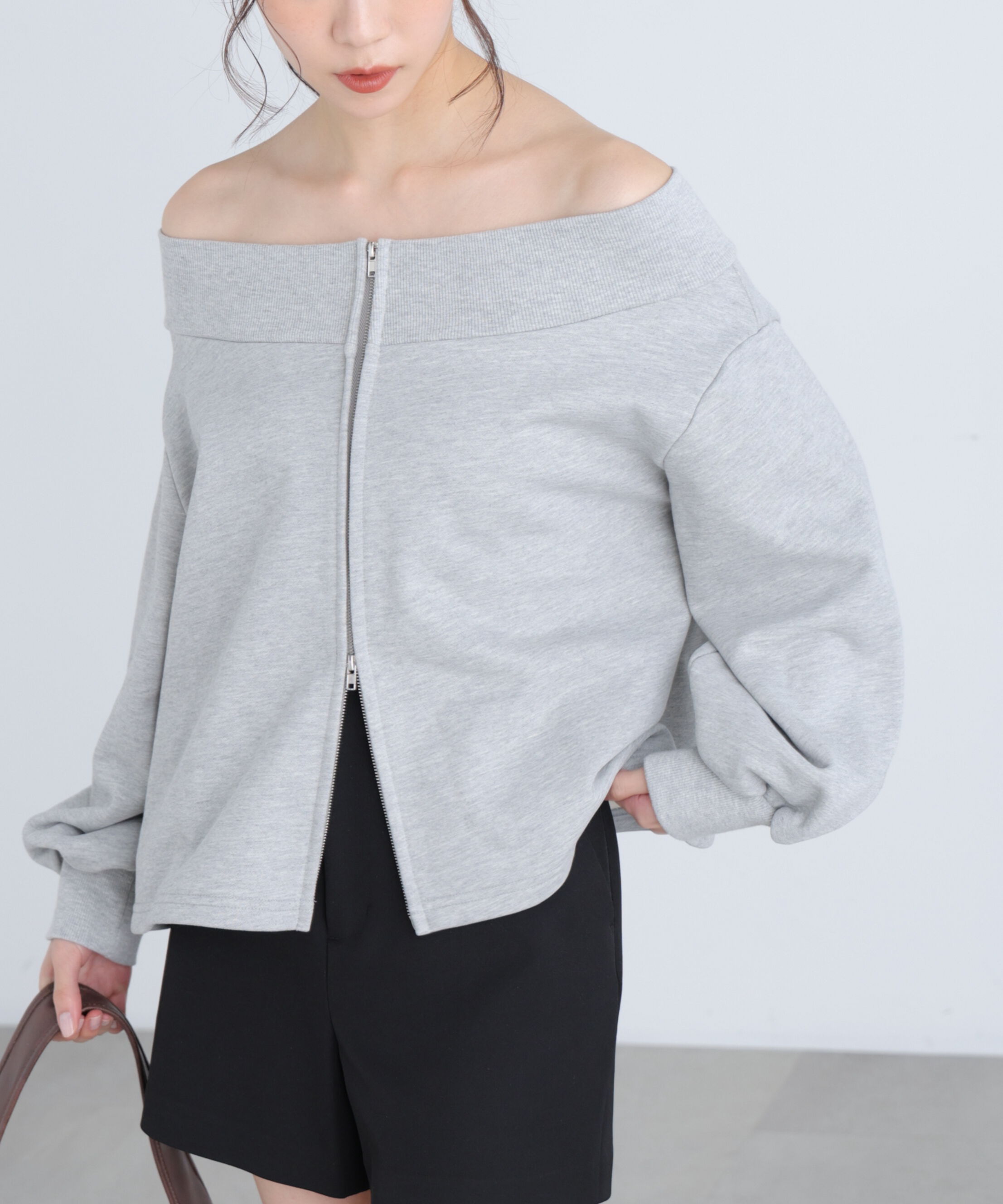  「袖バルーンオフショルZIPカットソー」|Tシャツ・カットソー|