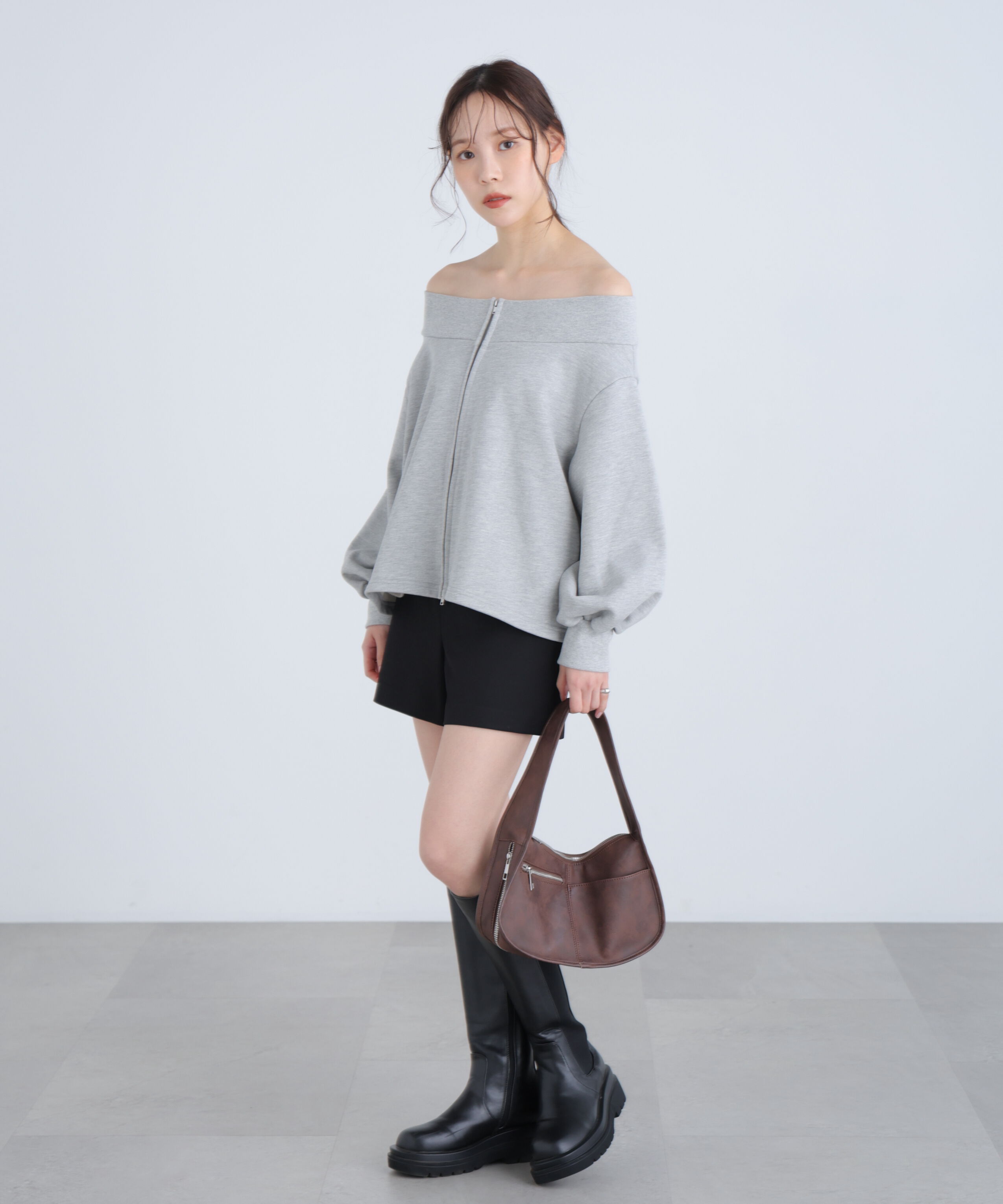  「袖バルーンオフショルZIPカットソー」|Tシャツ・カットソー|