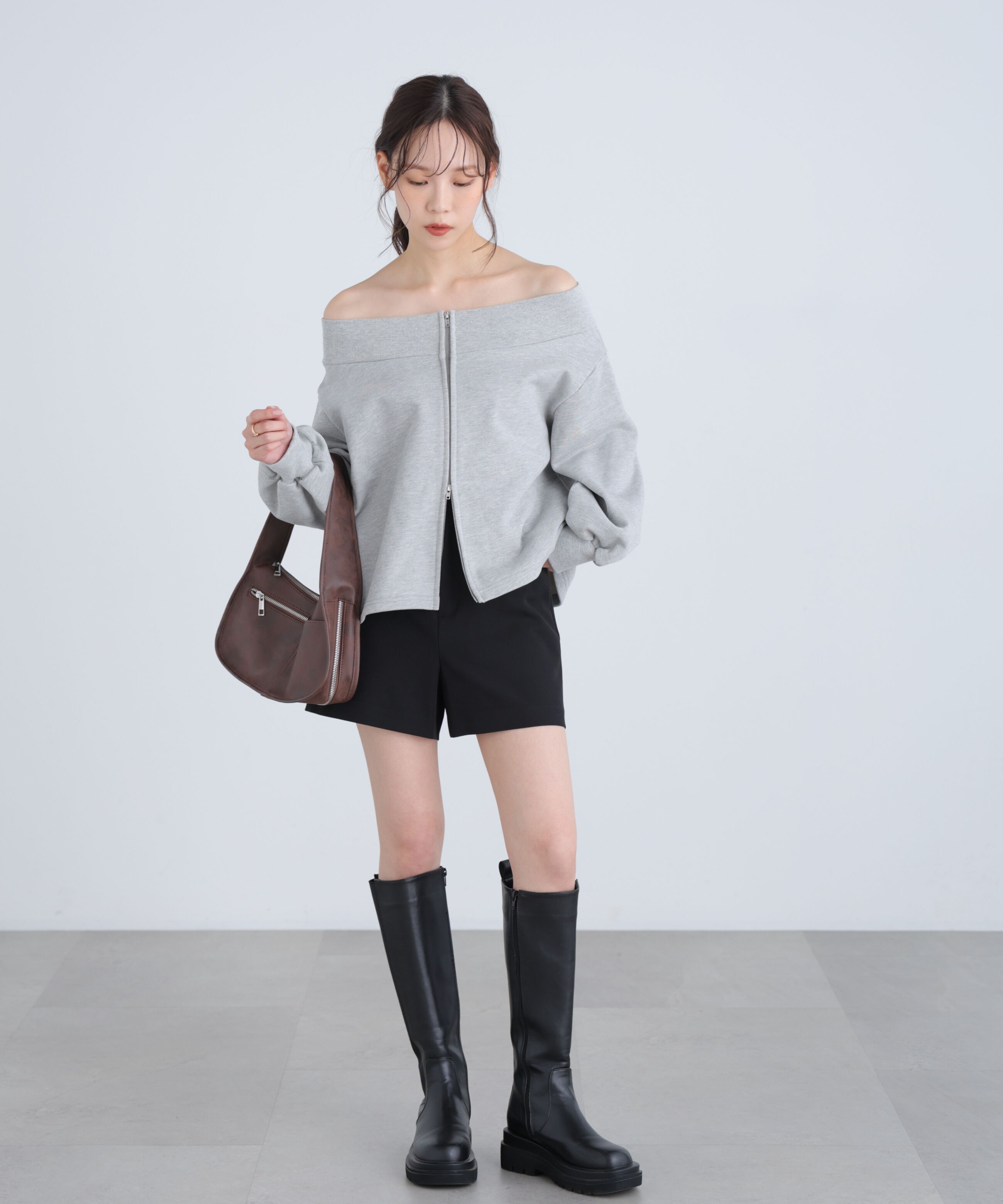  「袖バルーンオフショルZIPカットソー」|Tシャツ・カットソー|