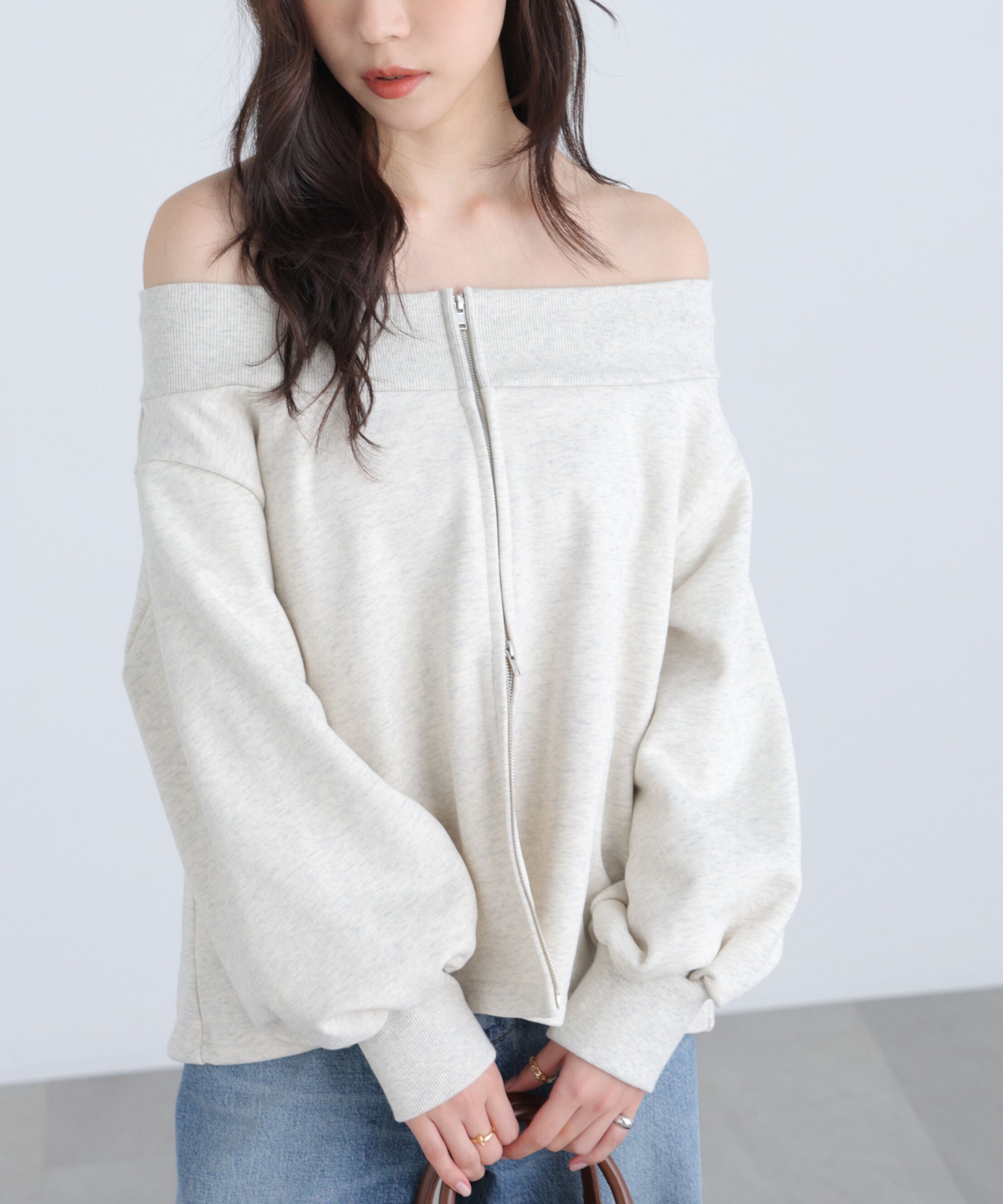  「袖バルーンオフショルZIPカットソー」|Tシャツ・カットソー|
