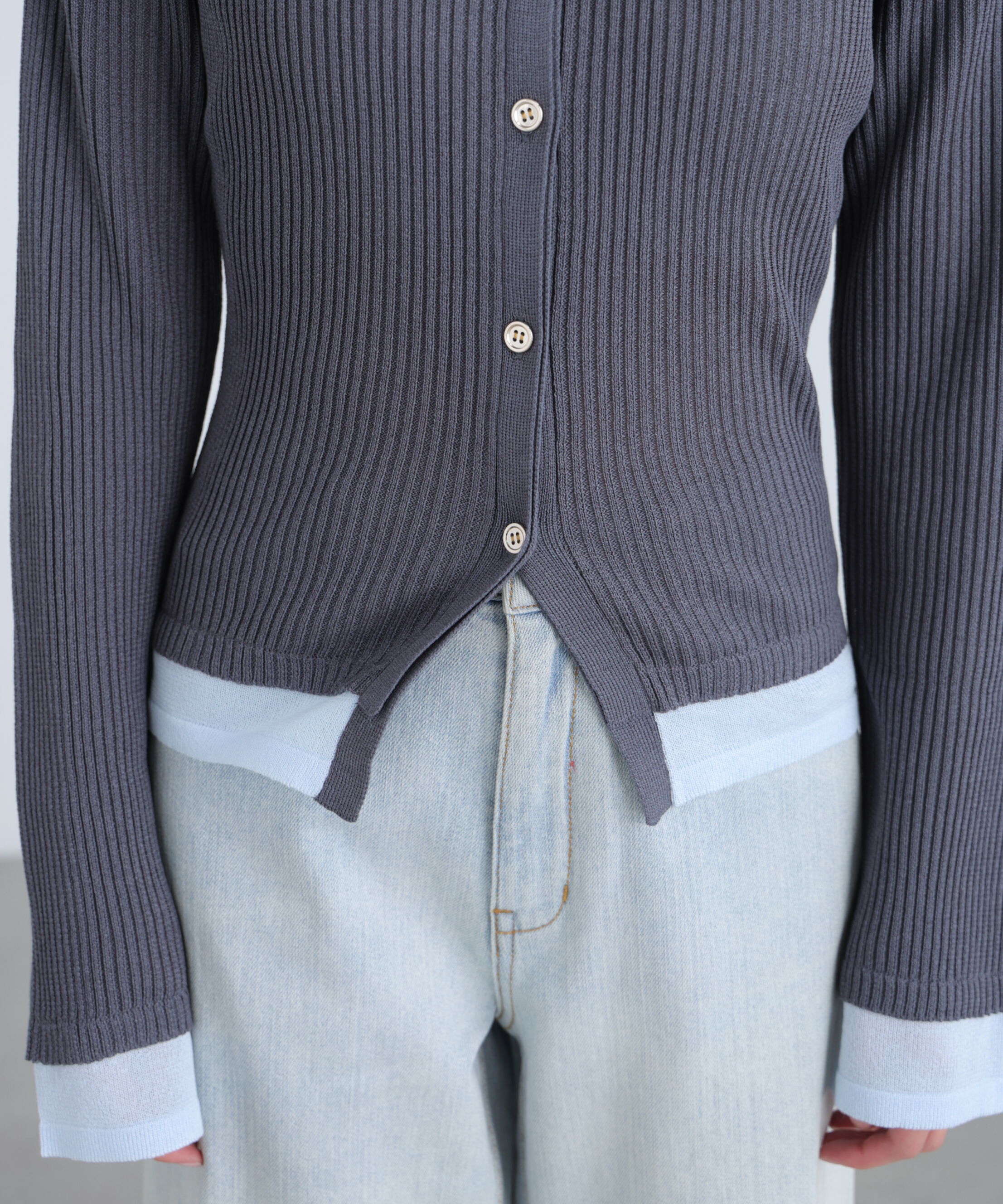  「レイヤー襟ポロリブニット〈MFM〉」|ニット・セーター|