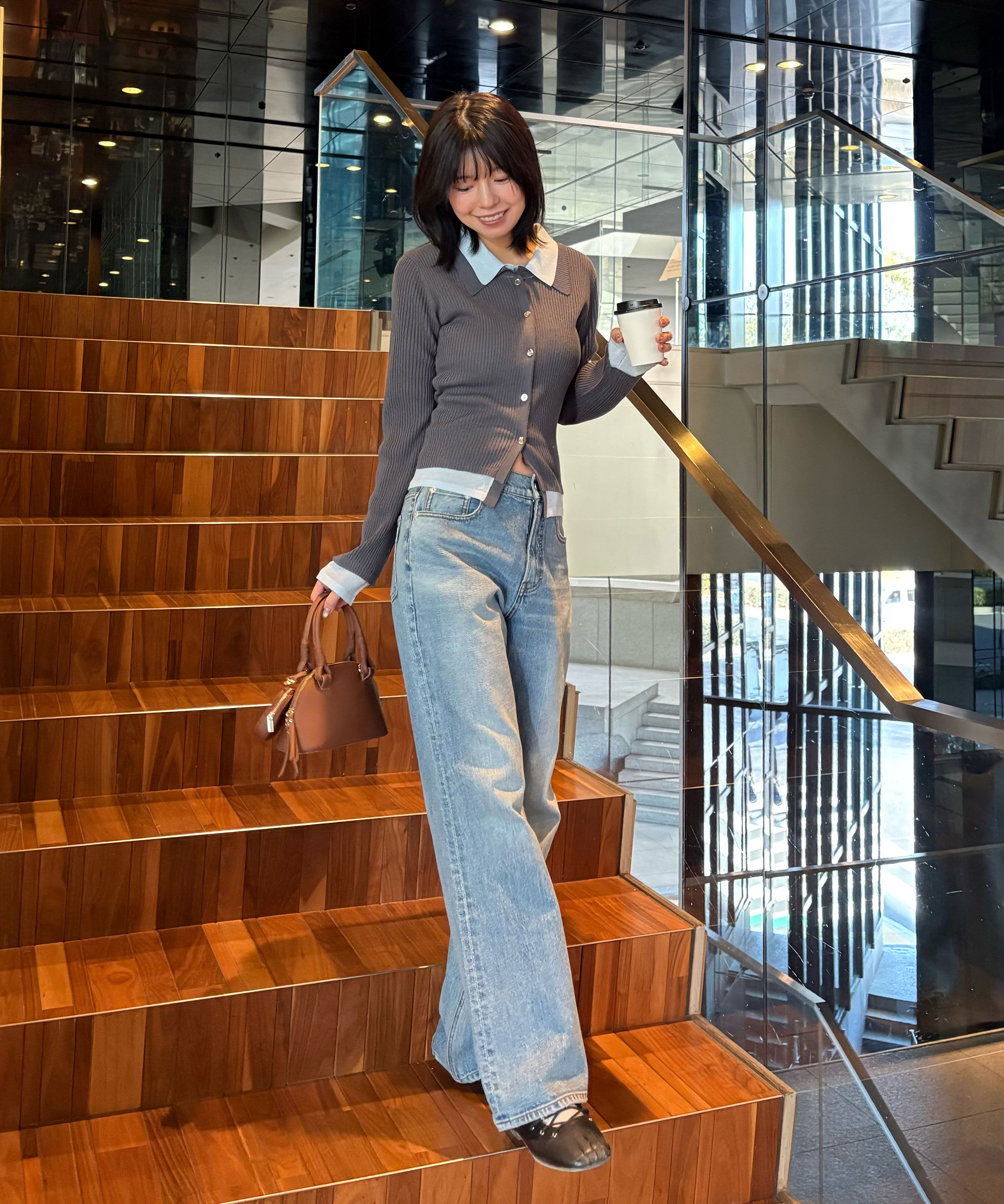  「レイヤー襟ポロリブニット〈MFM〉」|ニット・セーター|