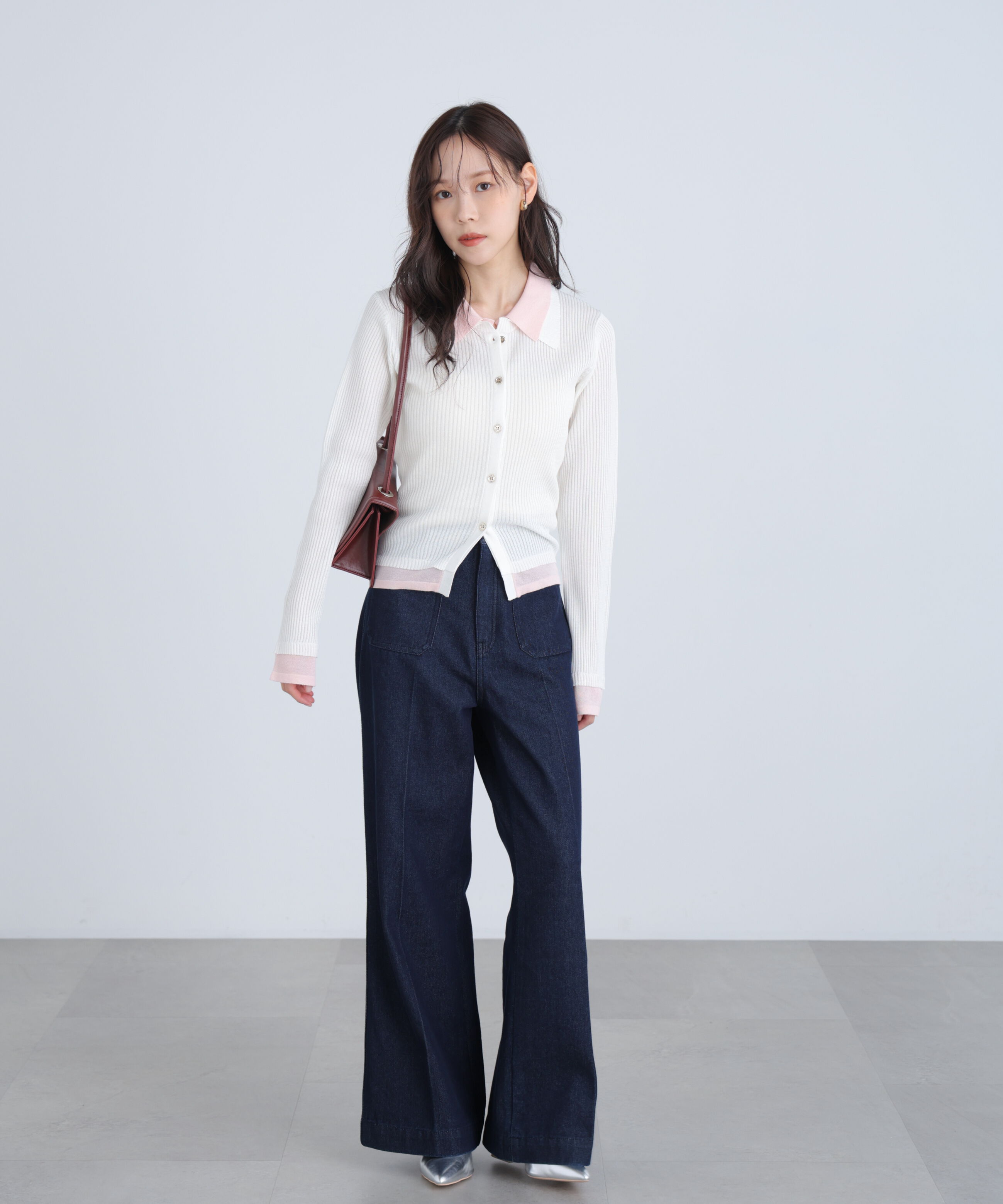  「レイヤー襟ポロリブニット〈MFM〉」|ニット・セーター|