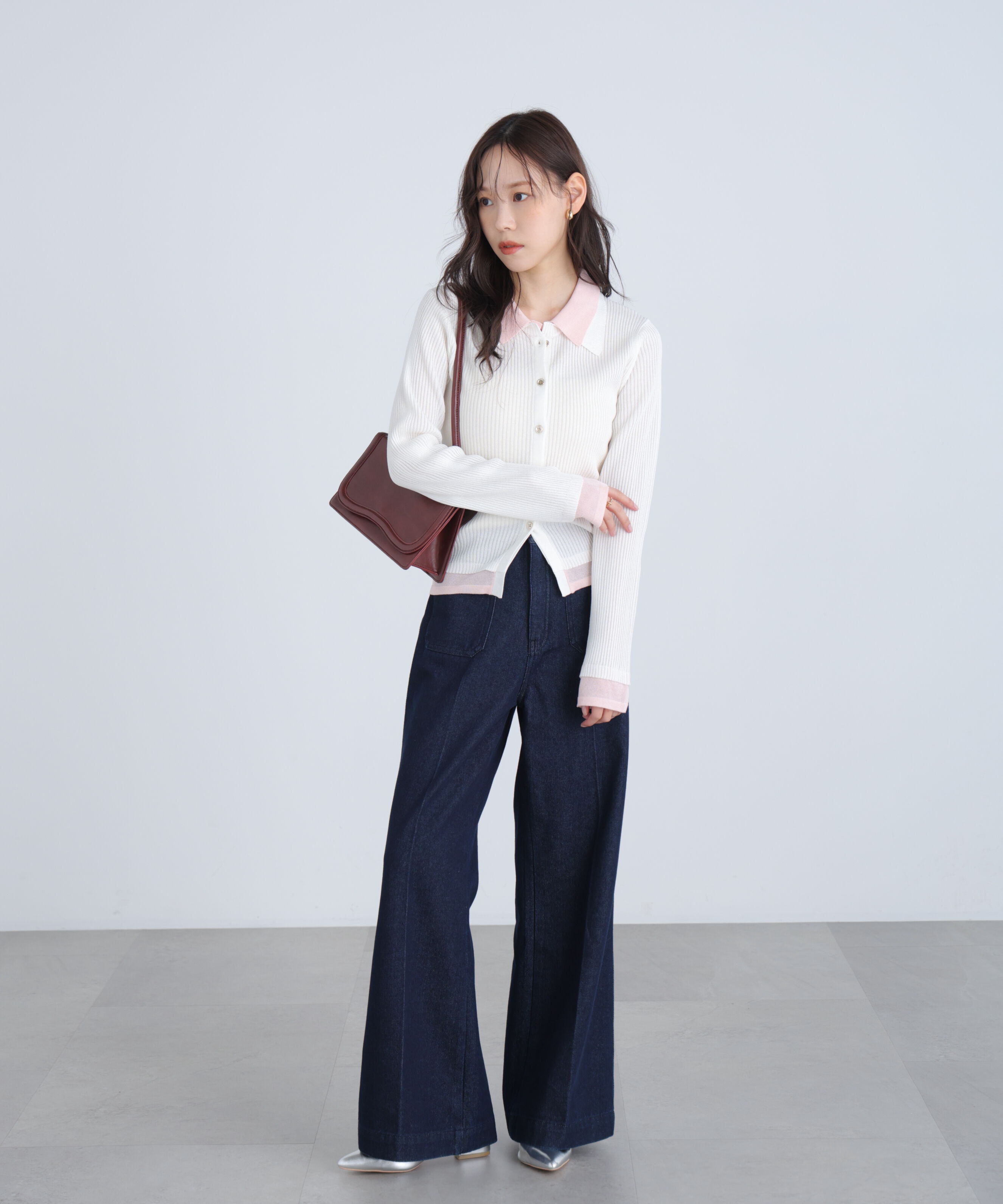  「レイヤー襟ポロリブニット〈MFM〉」|ニット・セーター|