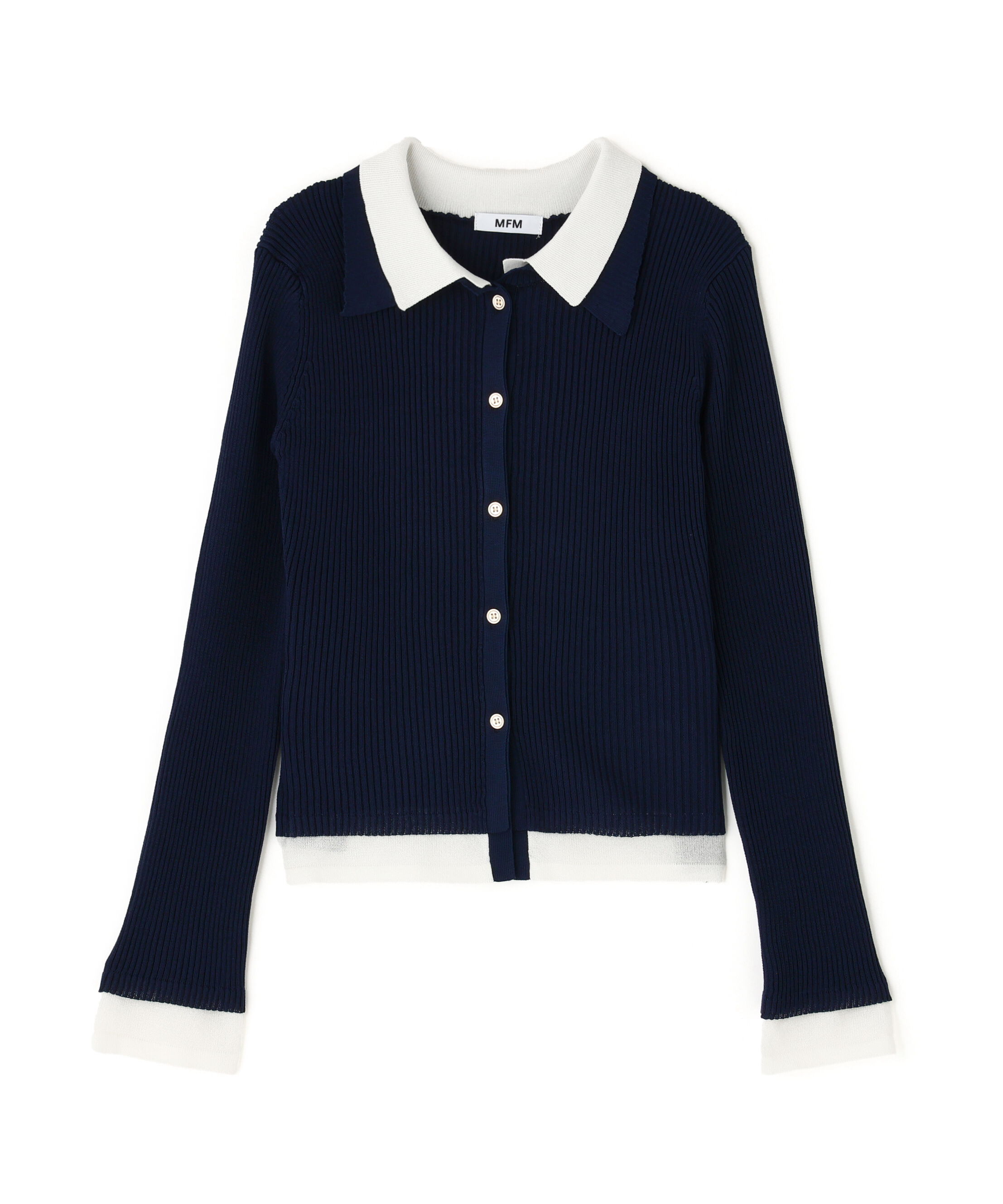  「レイヤー襟ポロリブニット〈MFM〉」|ニット・セーター|