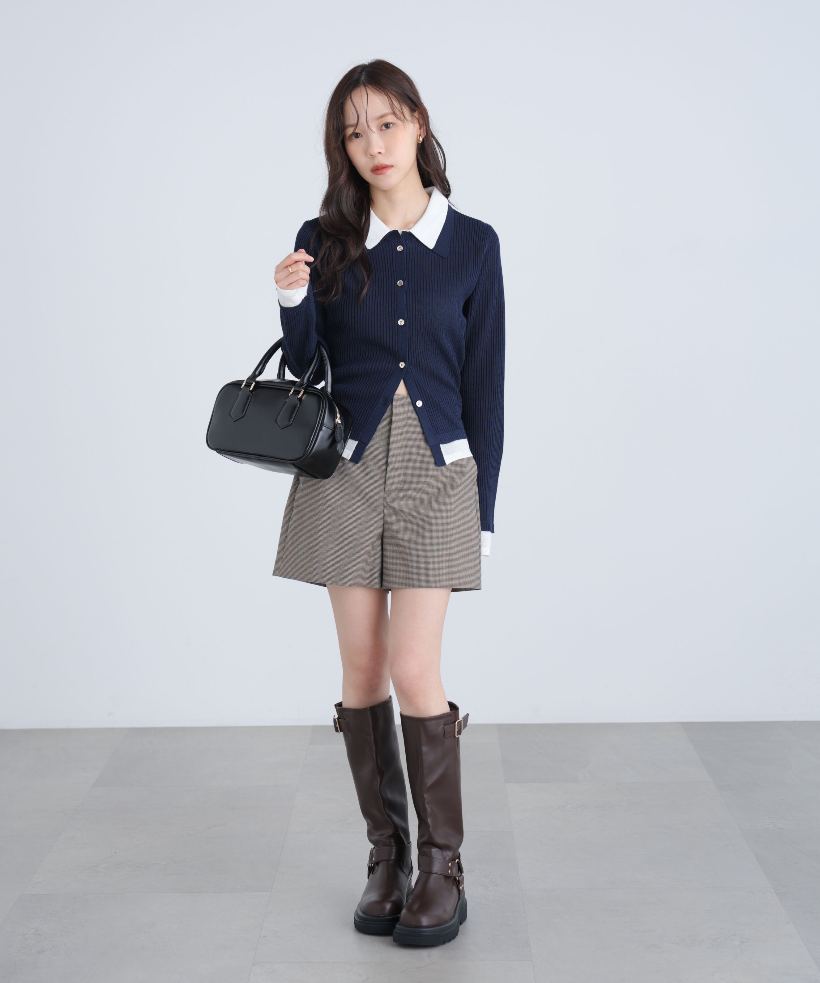  「レイヤー襟ポロリブニット〈MFM〉」|ニット・セーター|