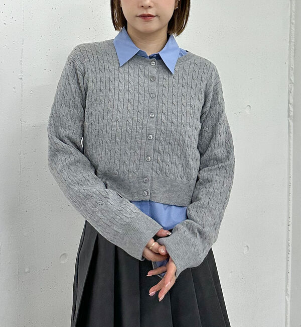 archives「ケーブルニットＣＤ&times;シャツＳＥＴ」|カーディガン|