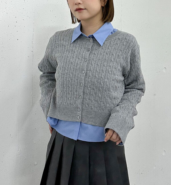 archives「ケーブルニットＣＤ&times;シャツＳＥＴ」|カーディガン|