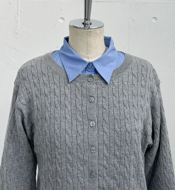 archives「ケーブルニットＣＤ&times;シャツＳＥＴ」|カーディガン|