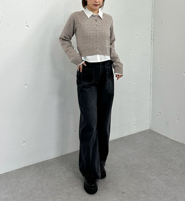 archives「ケーブルニットＣＤ&times;シャツＳＥＴ」|カーディガン|