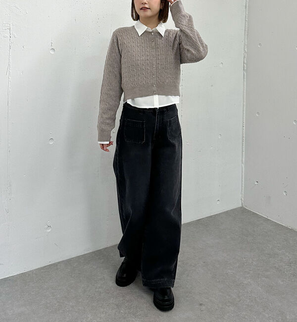 archives「ケーブルニットＣＤ&times;シャツＳＥＴ」|カーディガン|