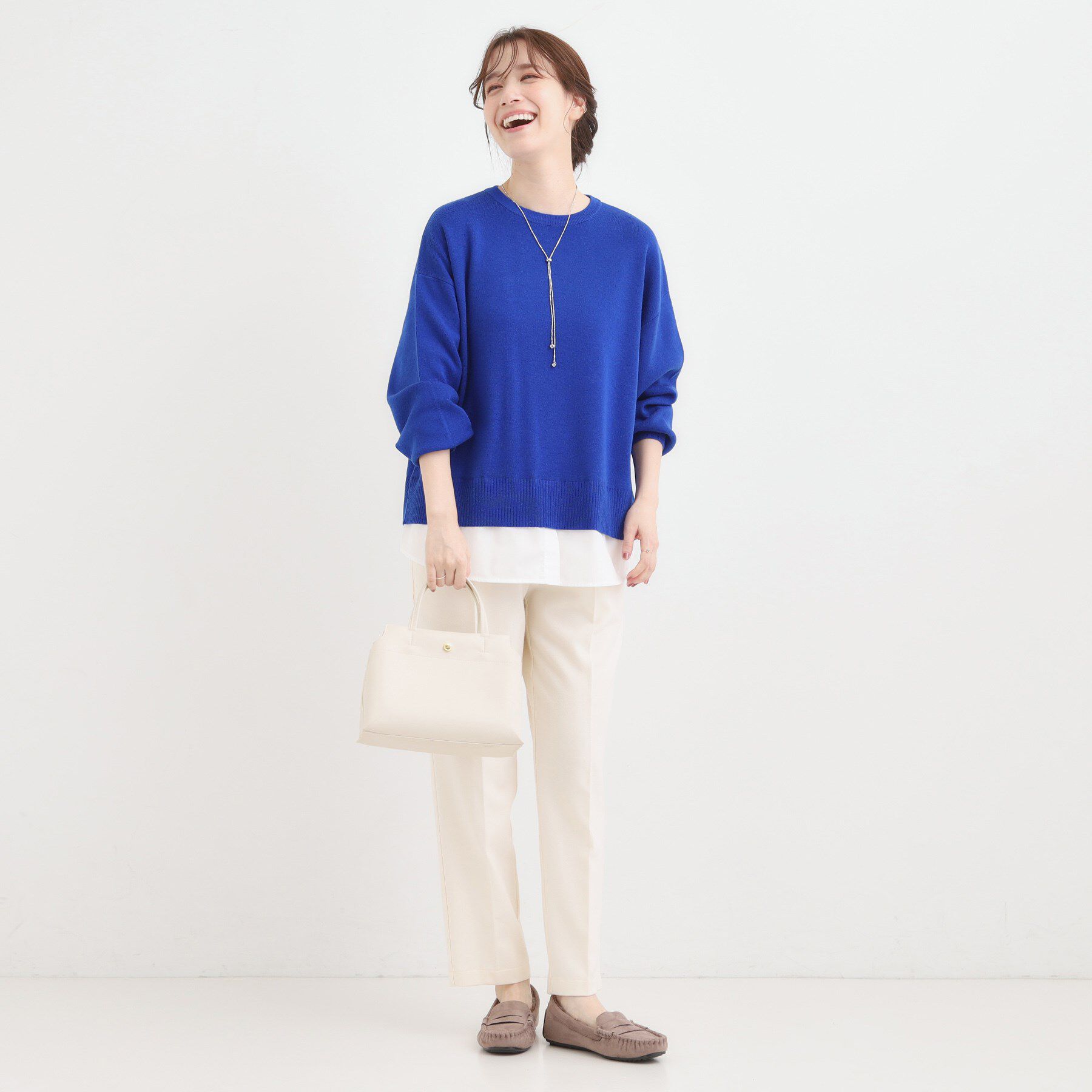 SHOO･LA･RUE「【洗濯機可/毛玉になりにくい】一枚で簡単こなれ見え 裾フェイクレイヤード風ニット」|ニット・セーター|