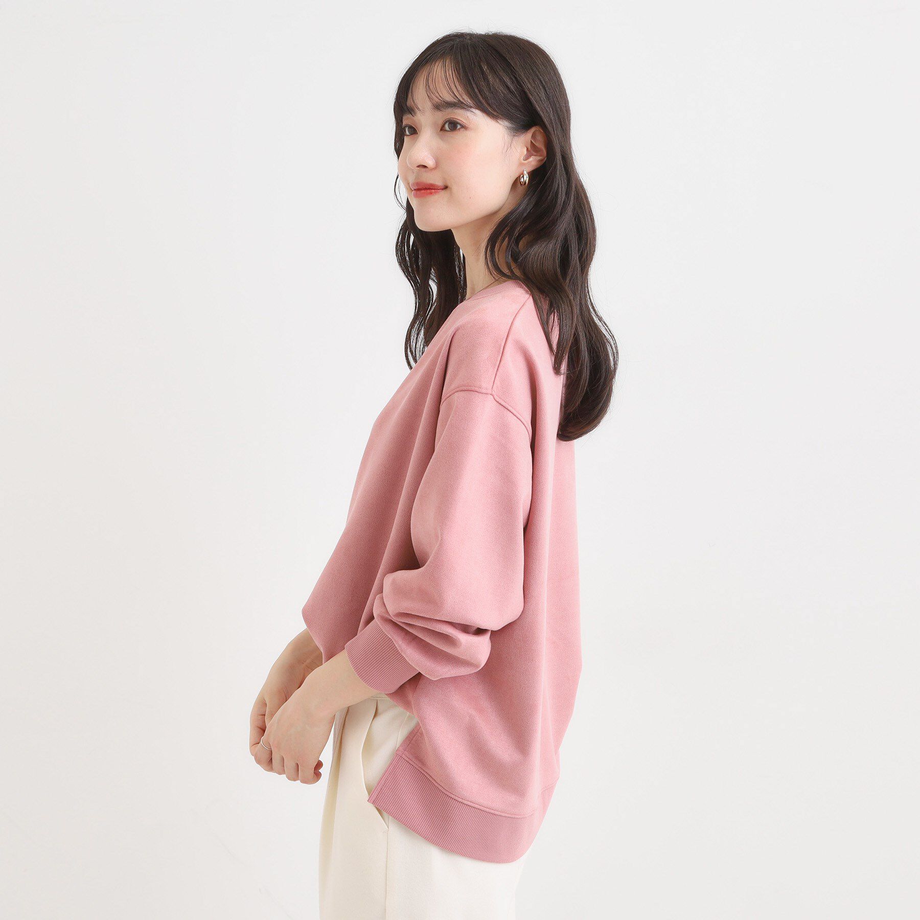 SHOO･LA･RUE「【S-LL】なめらかタッチが癖になる スエード調トップス」|Tシャツ・カットソー|