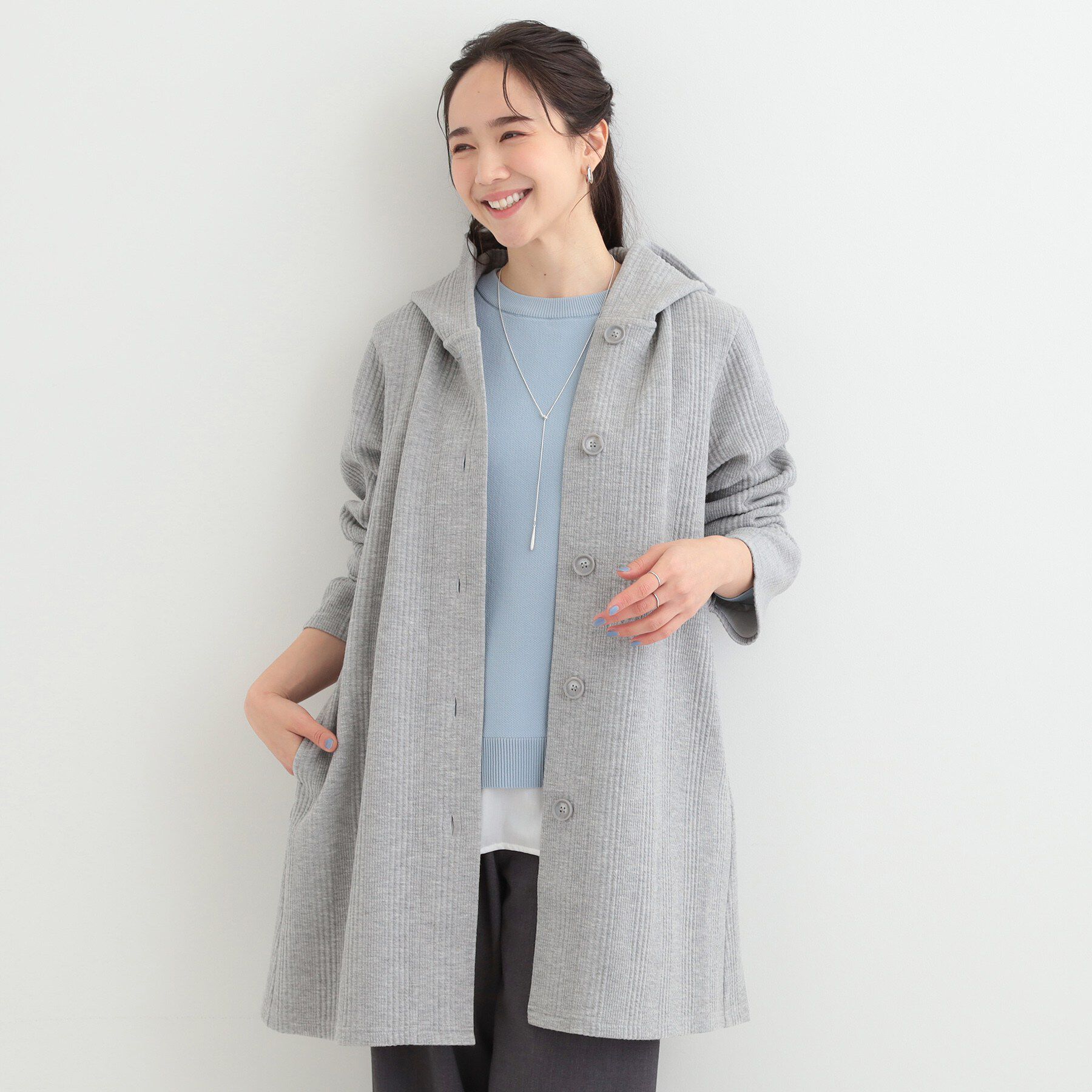 SHOO･LA･RUE「【S-LL】体型をカバーしながらスマートに魅せる。ストライプジャカード コーディガン」|その他|