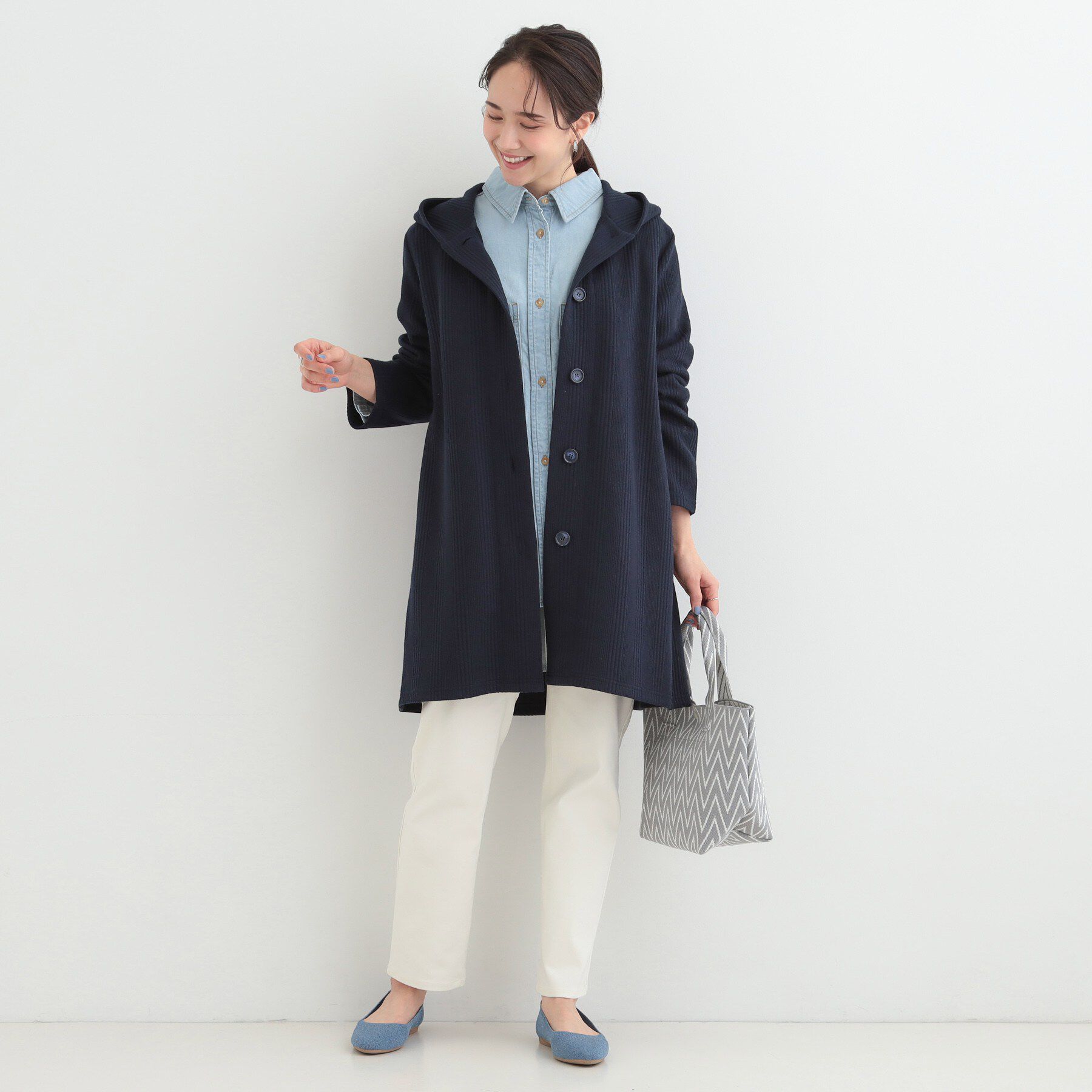 SHOO･LA･RUE「【S-LL】体型をカバーしながらスマートに魅せる。ストライプジャカード コーディガン」|その他|