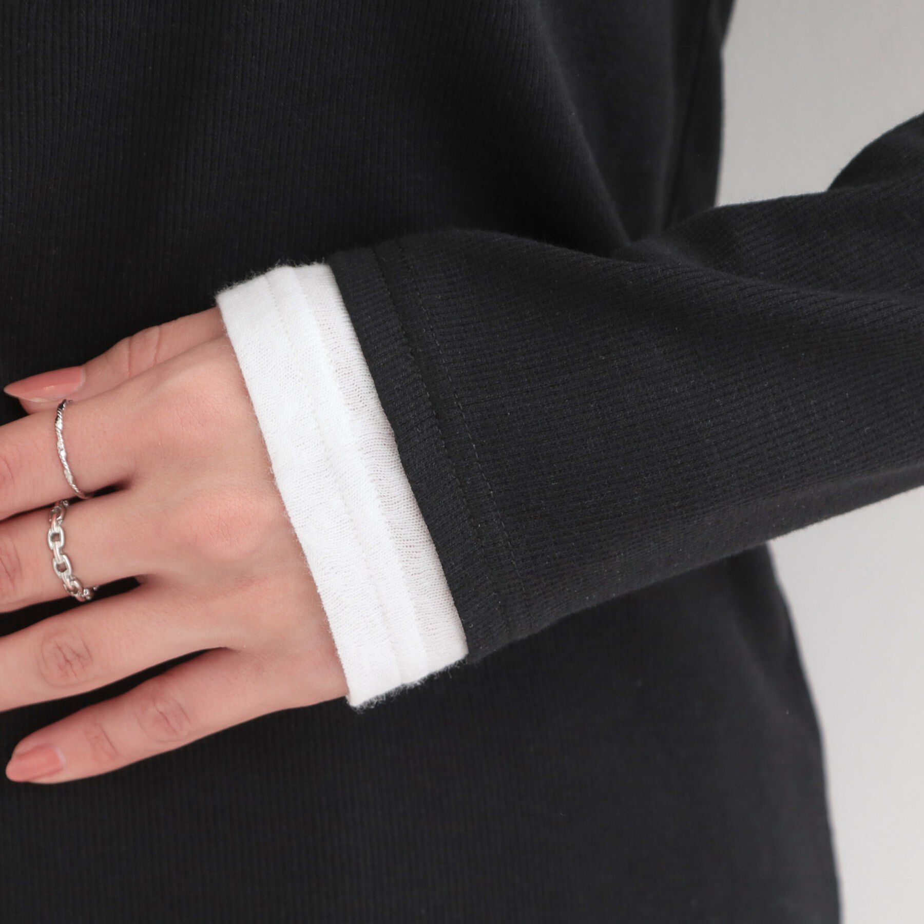 SHOO･LA･RUE「1枚でもサマになる！ レイヤード風配色 ヘンリーネック テレコロンT」|Tシャツ・カットソー|