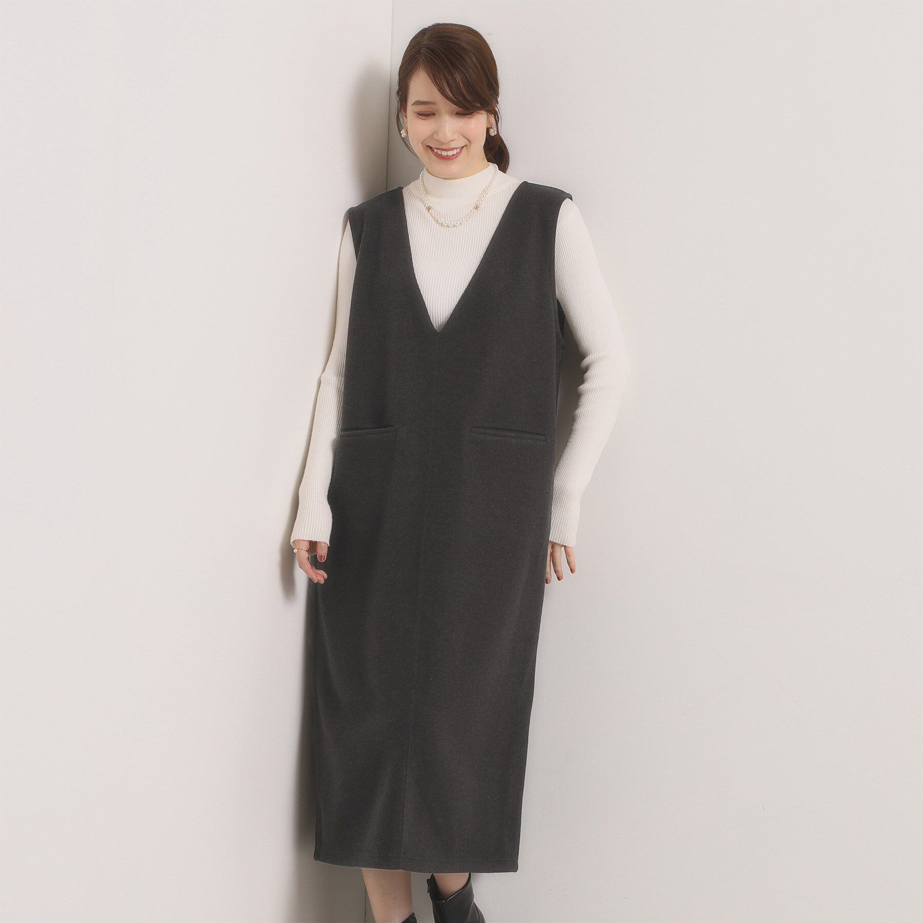 ITS&rsquo;DEMO「【洗濯機OK】カットメルトンジャンスカ」|ワンピース|チャコールグレー(0