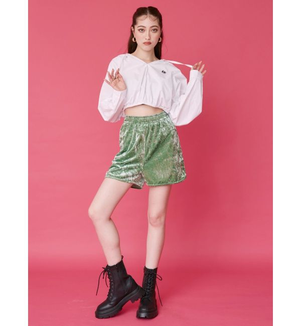 EVRIS「ワンポイントフードデザインクロップドシャツ」|シャツ・ブラウス|