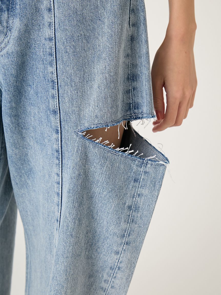 FRAY I.D「【00サイズあり】カットアウトバレルデニムパンツ」|デニム|