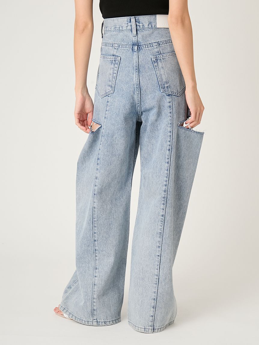 FRAY I.D「【00サイズあり】カットアウトバレルデニムパンツ」|デニム|