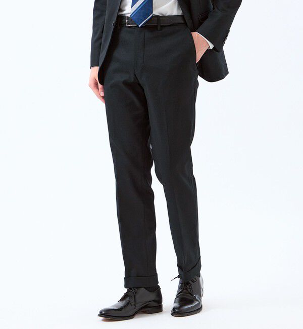 MACKINTOSH PHILOSOPHY「トロッター トラウザーズ #000（ナンバーゼロ）バーズアイストレッチ リサイクル」|スラックス|ブラック