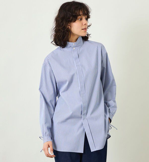 MACKINTOSH PHILOSOPHY「【GREY LABEL】THOMAS MASONスタンドカラーシャツ」|シャツ・ブラウス|ブルー