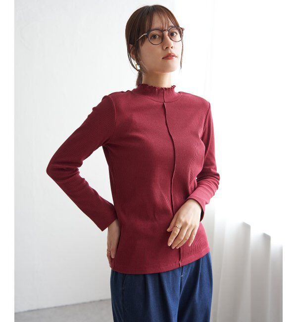 ikka「前後2WAY三角テレコプルオーバー」|Tシャツ・カットソー|ワイン