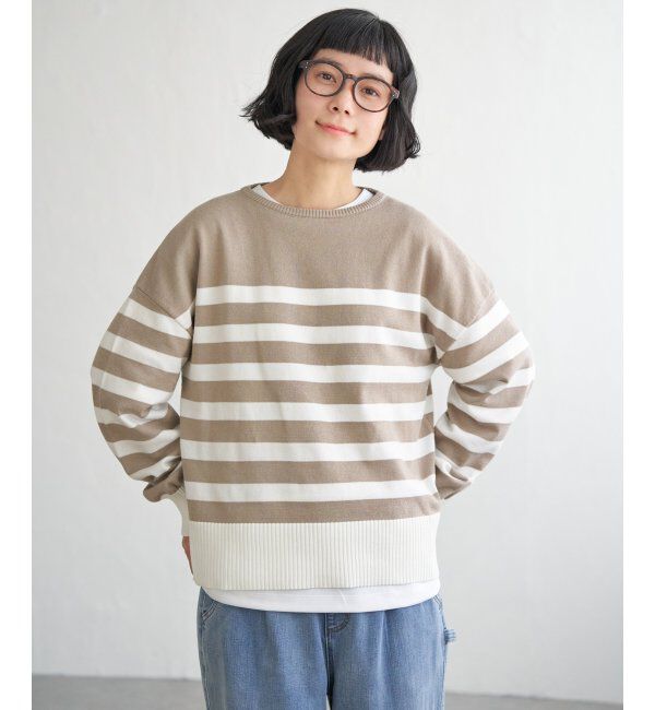 Lbc with Life「コットンPドロップショルダーニット」|カーディガン|