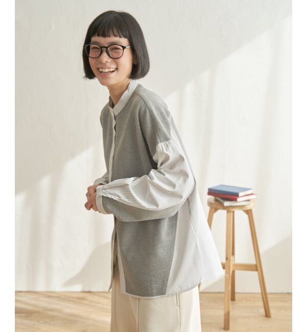 Lbc with Life「異素材切り替えシャツ」|シャツ・ブラウス|