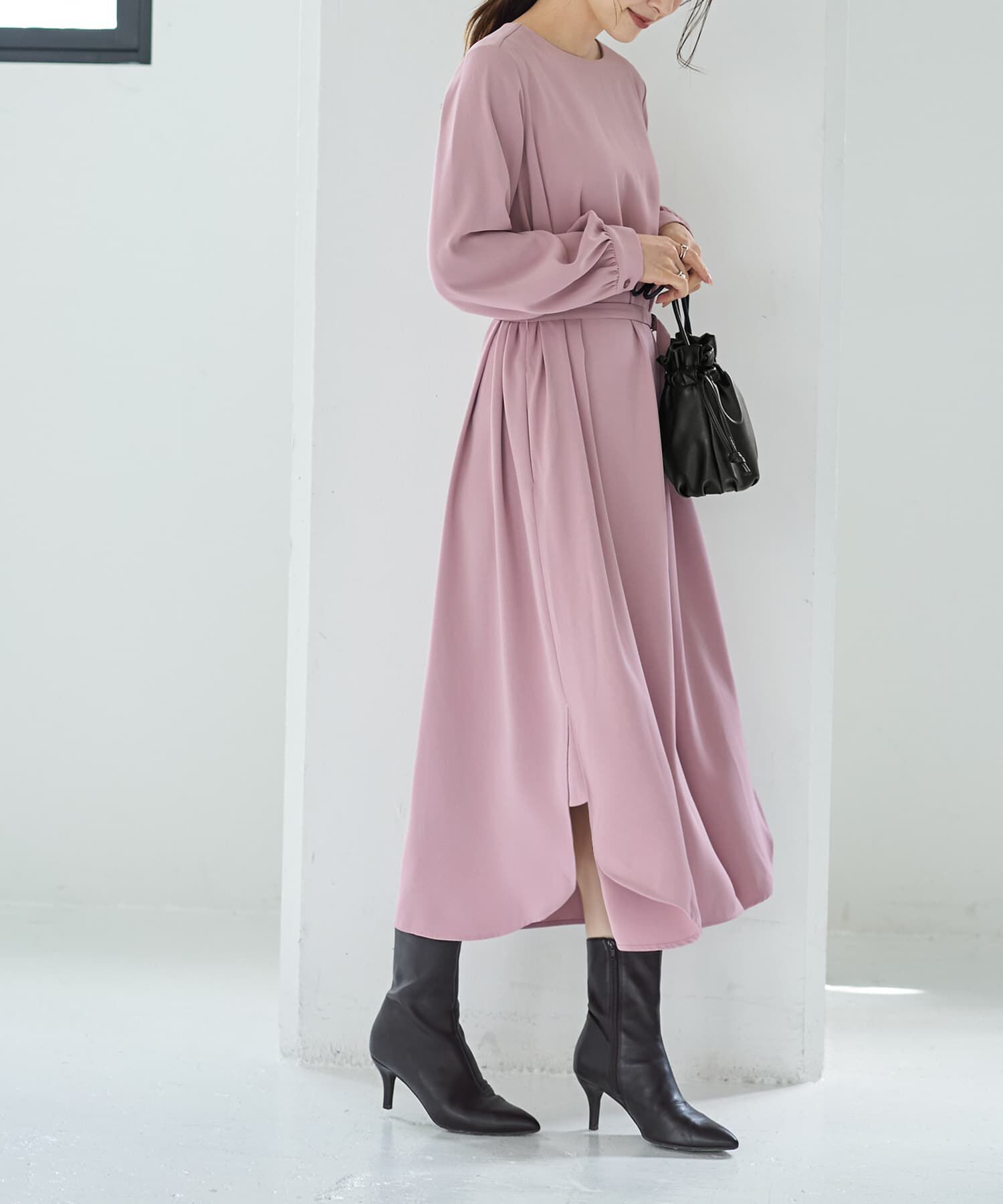 STYLE DELI「ベルト付きラウンドスリットワンピース」|ワンピース|