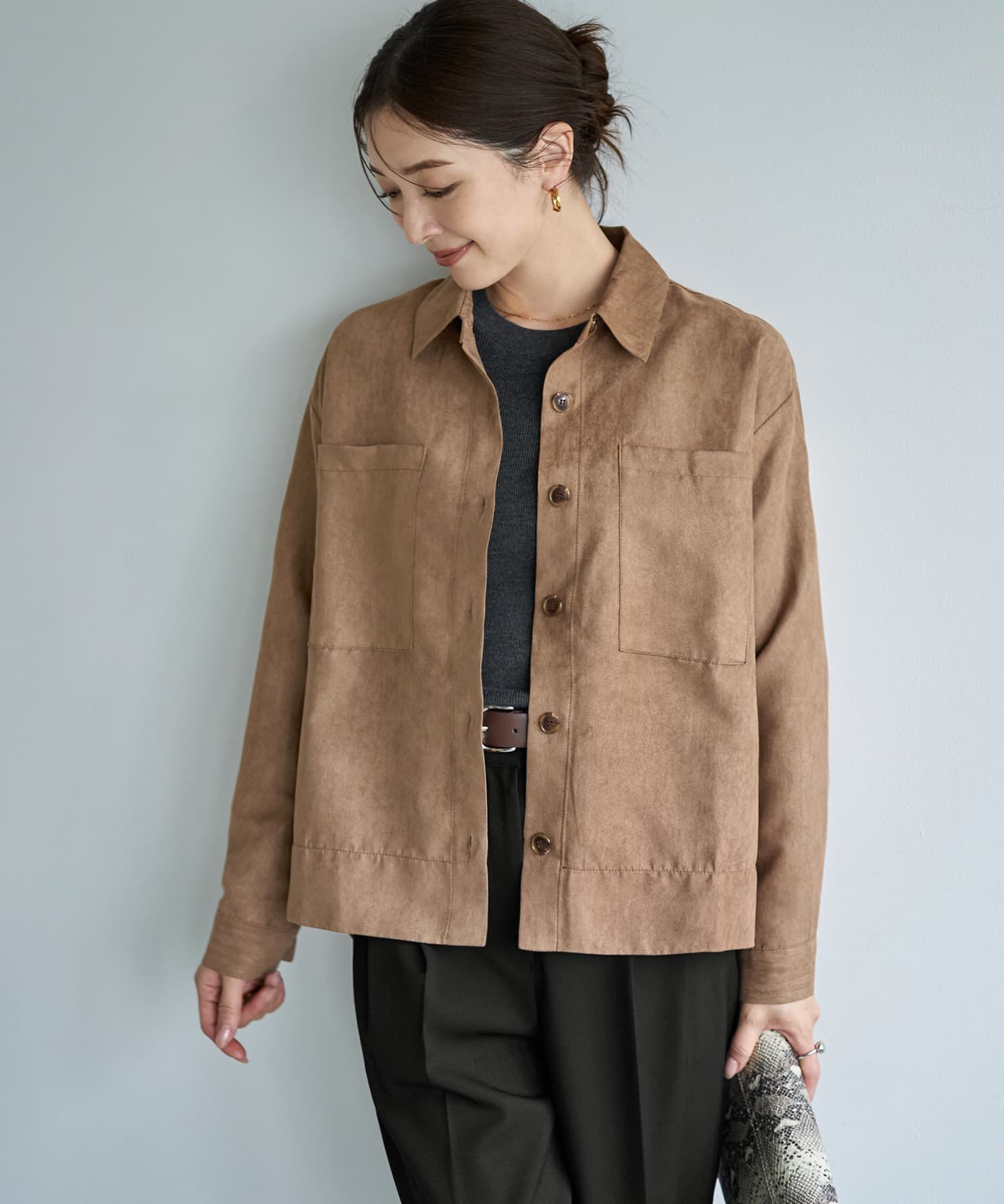 STYLE DELI「【LUXE】ライトスエードシャツ型ジャケット」|その他|ライトブラウン