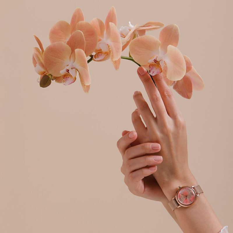 MATOW「〈MATOW (マトウ)〉Shiki Bouquet 山桜 ﾛｰｽﾞｺﾞｰﾙﾄﾞﾒｯｼｭ」|腕時計|