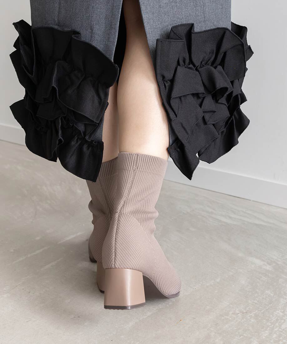  「【SUSTAINABLE】ベーシックニットブーツ」|ショートブーツ|