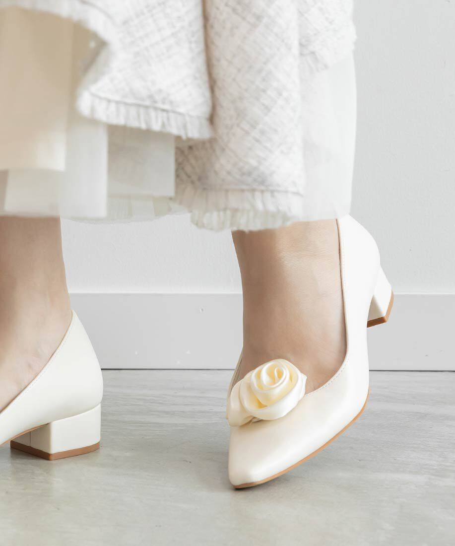  「2WAY ローズモチーフフラットパンプス」|パンプス|
