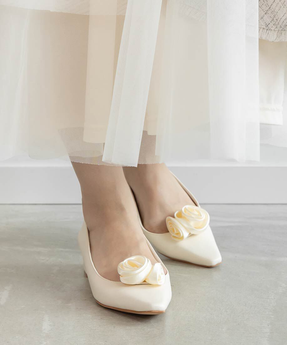  「2WAY ローズモチーフフラットパンプス」|パンプス|