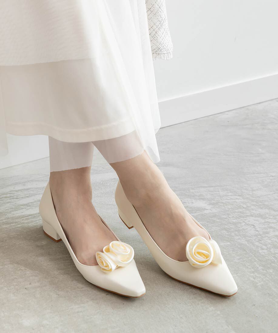  「2WAY ローズモチーフフラットパンプス」|パンプス|