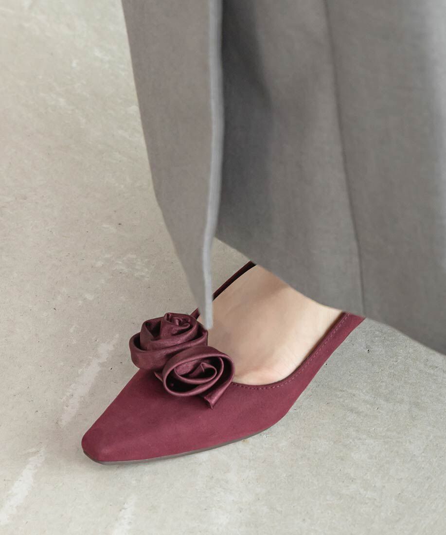  「2WAY ローズモチーフフラットパンプス」|パンプス|